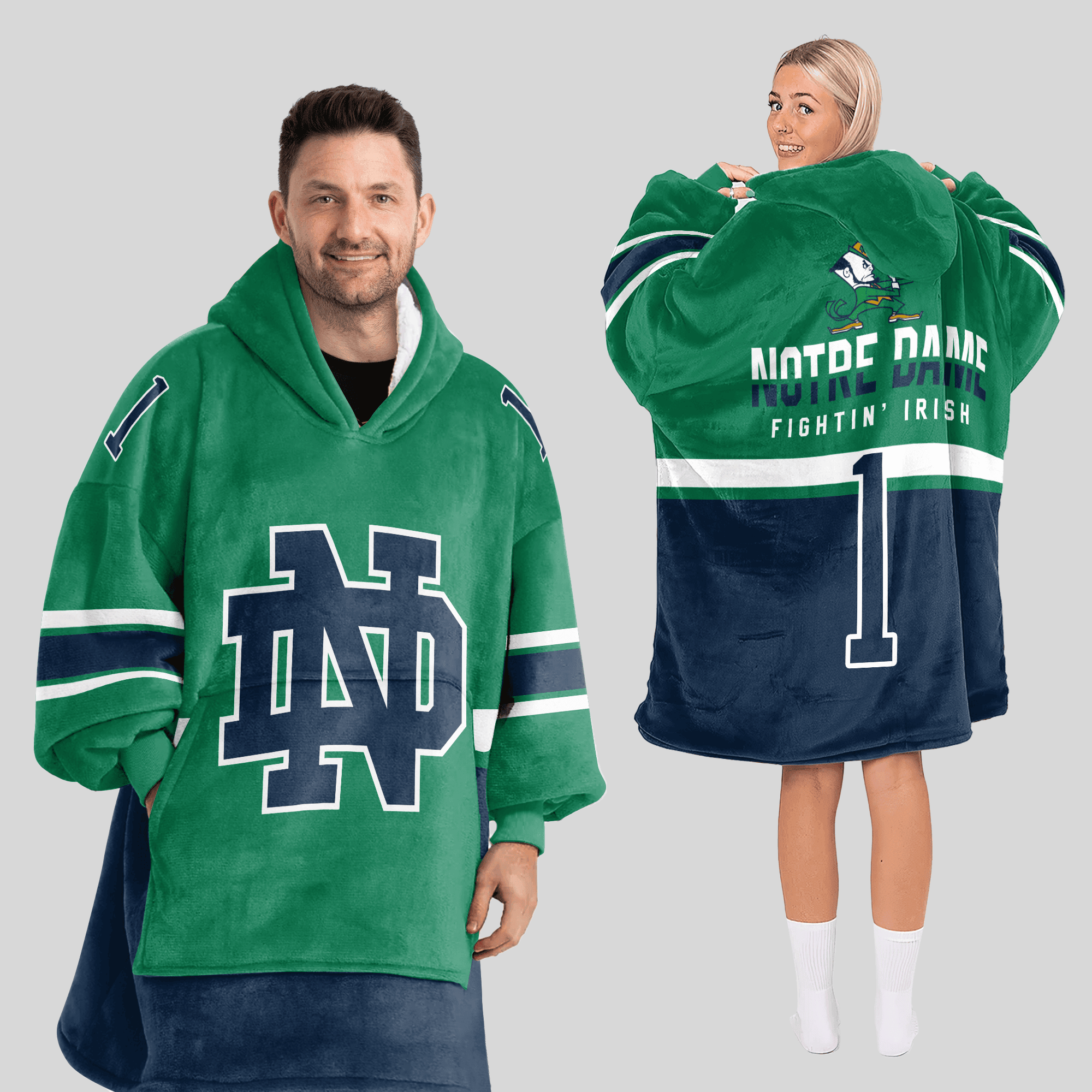 Adult 1 Notre Dame Football Unisex Blanket Hoodie