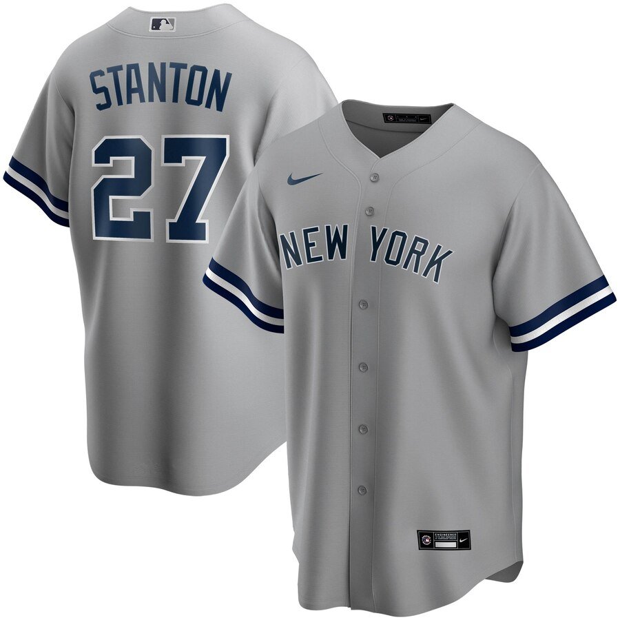Men's  New York Yankees #27 Giancarlo Stanton Gray Road 2020 MLB Jersey