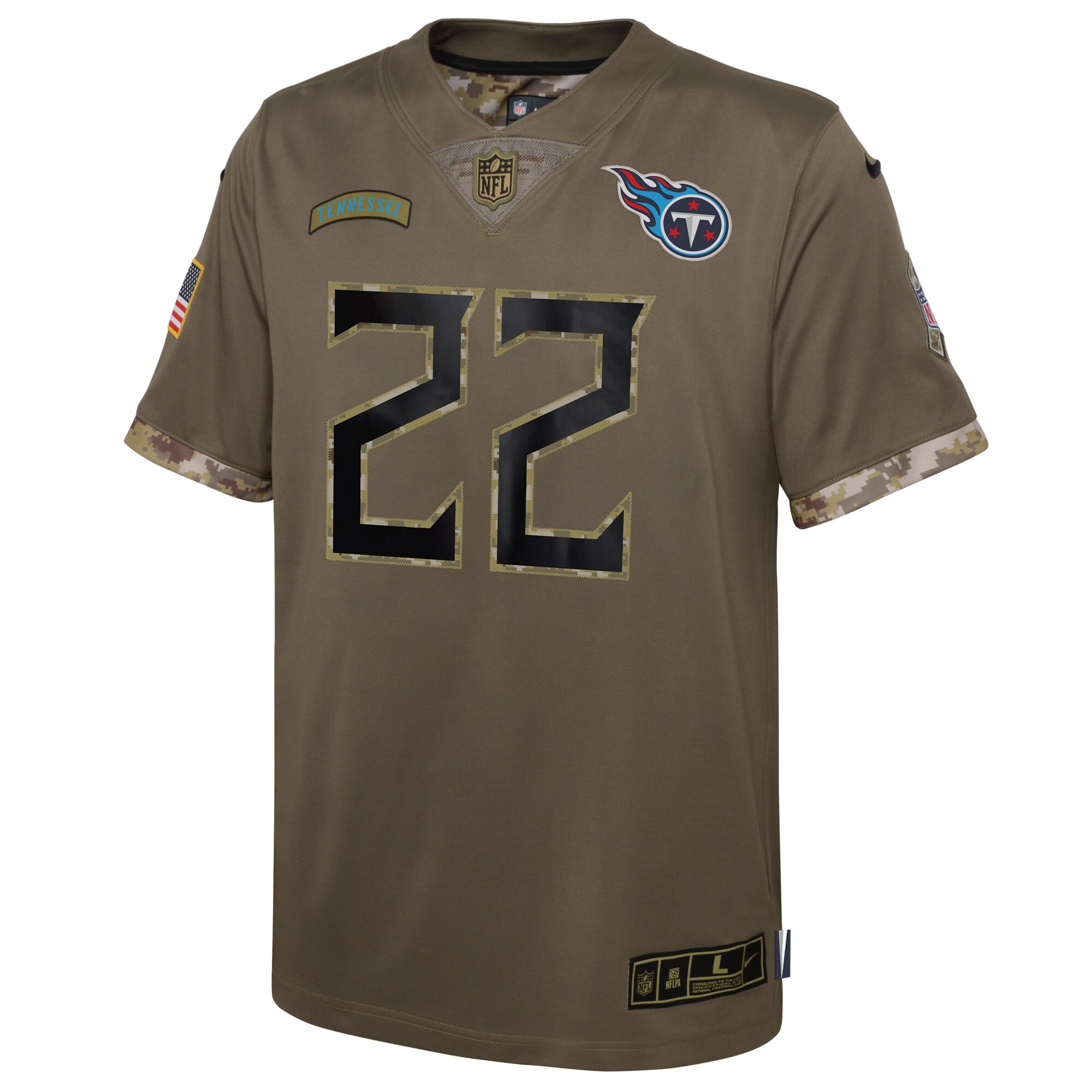 Derrick Henry Tennessee Titans  Youth 2022 Salute To Service Player Limited Jersey - Olive