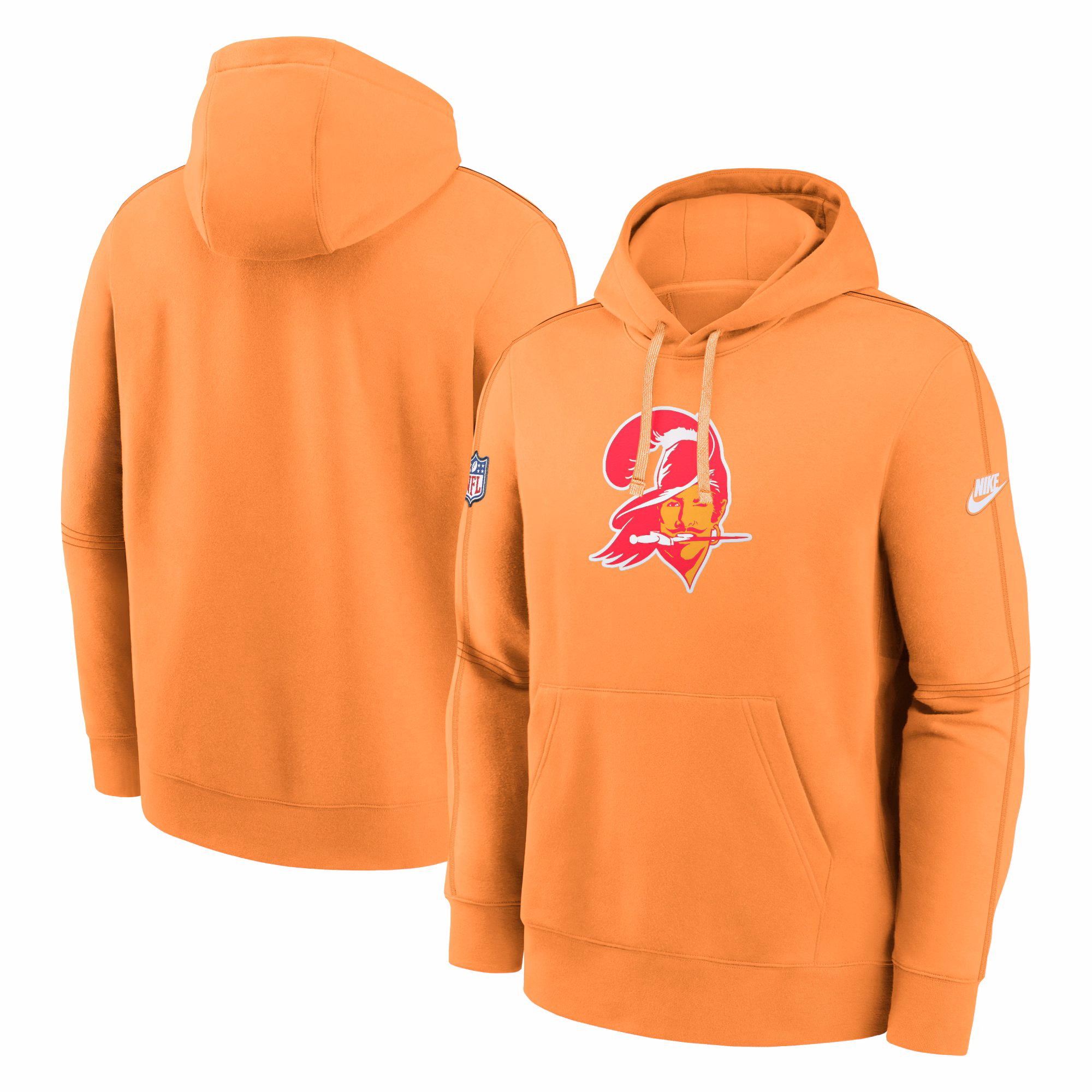 Tampa Bay Buccaneers  Throwback Logo Club Tri-Blend Pullover Hoodie - Orange