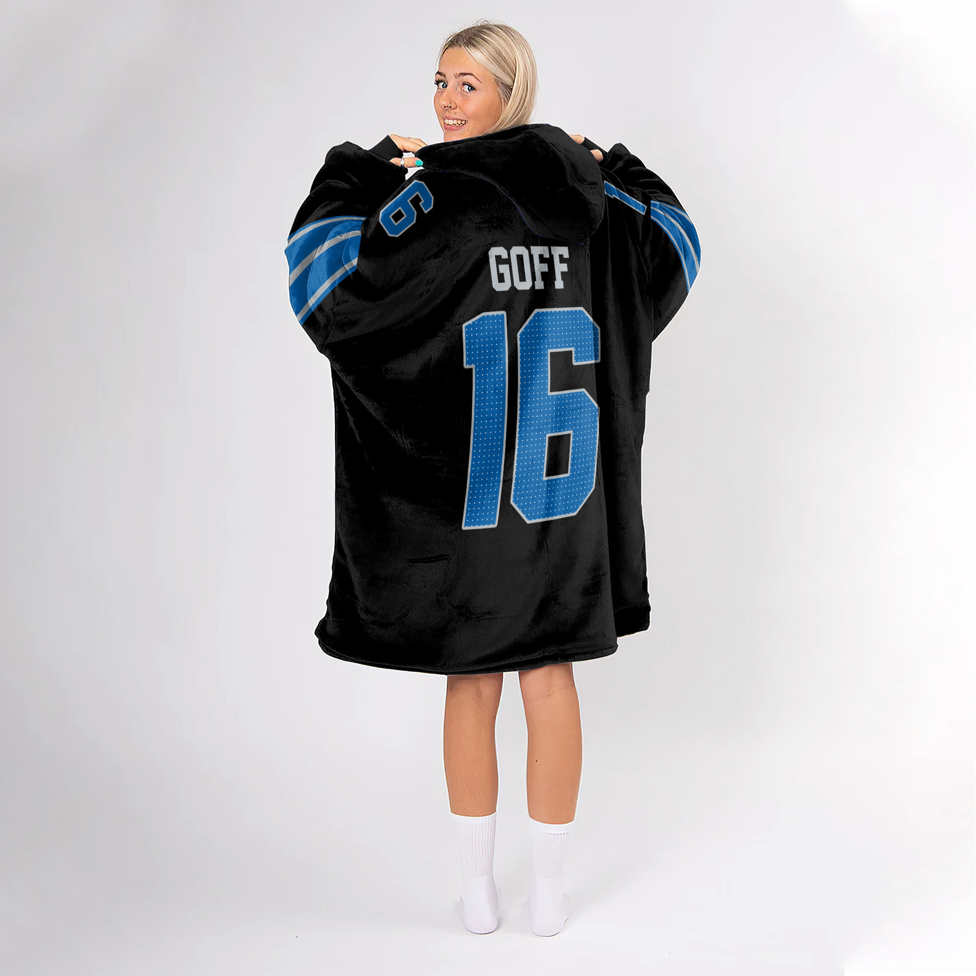 Adult 16 Detroit Lions Football Unisex Blanket Hoodie