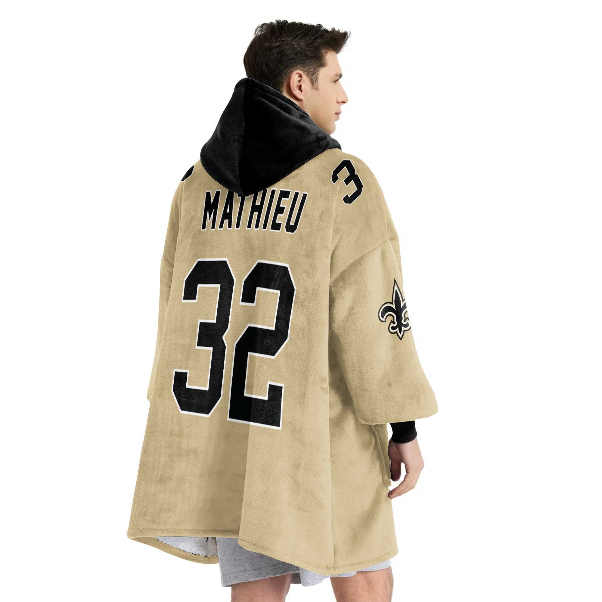 Adult T.M 32 New Orleans Football Unisex Blanket Hoodie