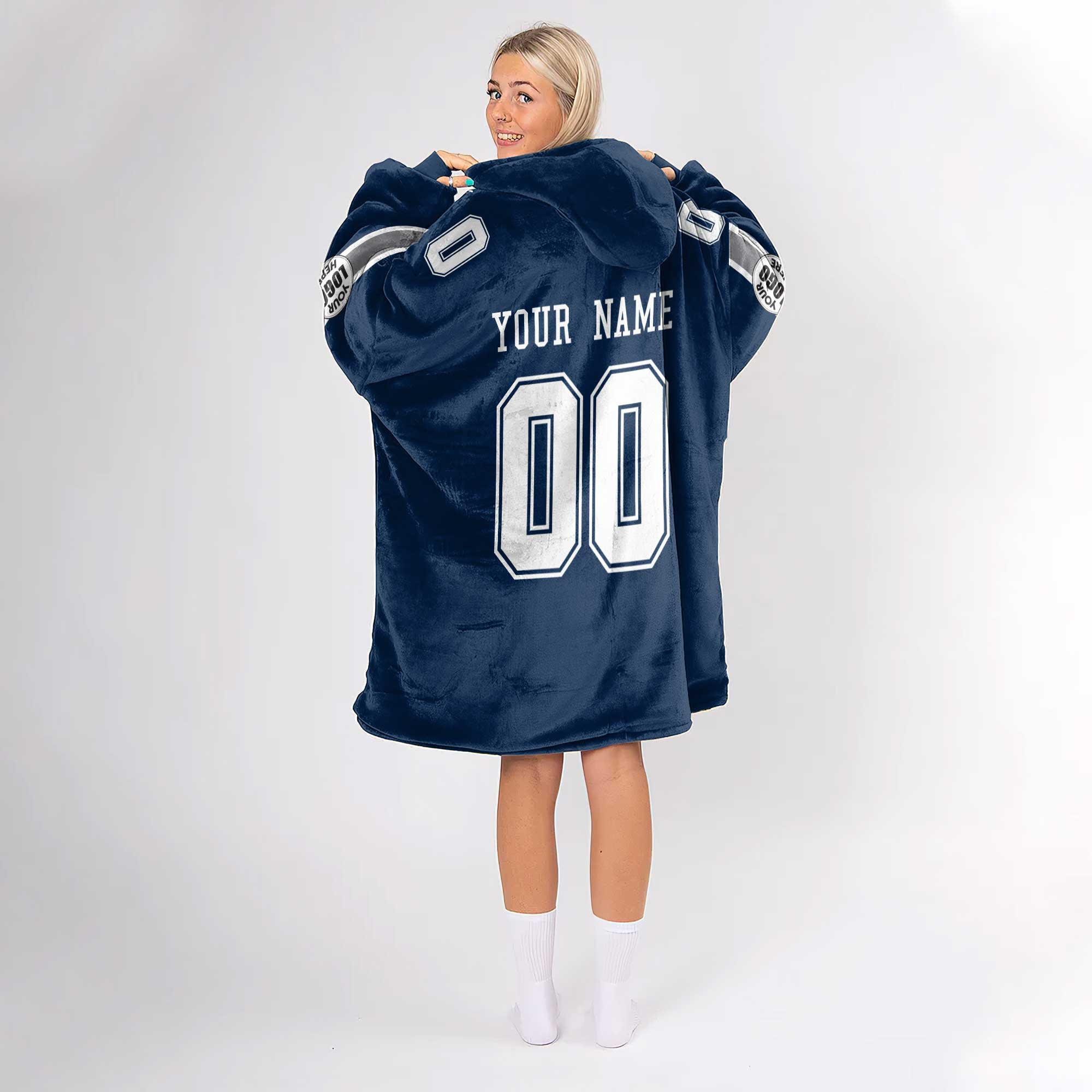 Adult Custom Blanket Hoodie Dallas Inspired Color
