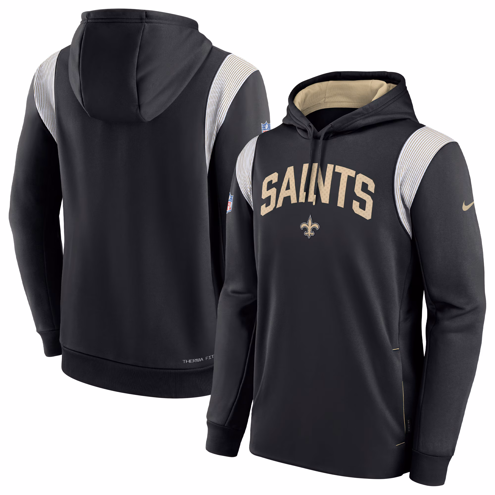 New Orleans Saints Sideline Athletic Stack Performance Pullover Hoodie - Gray