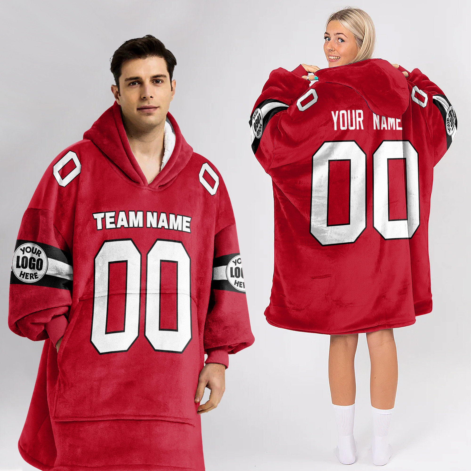 Adult Custom Blanket Hoodie Georgia Inspired Color