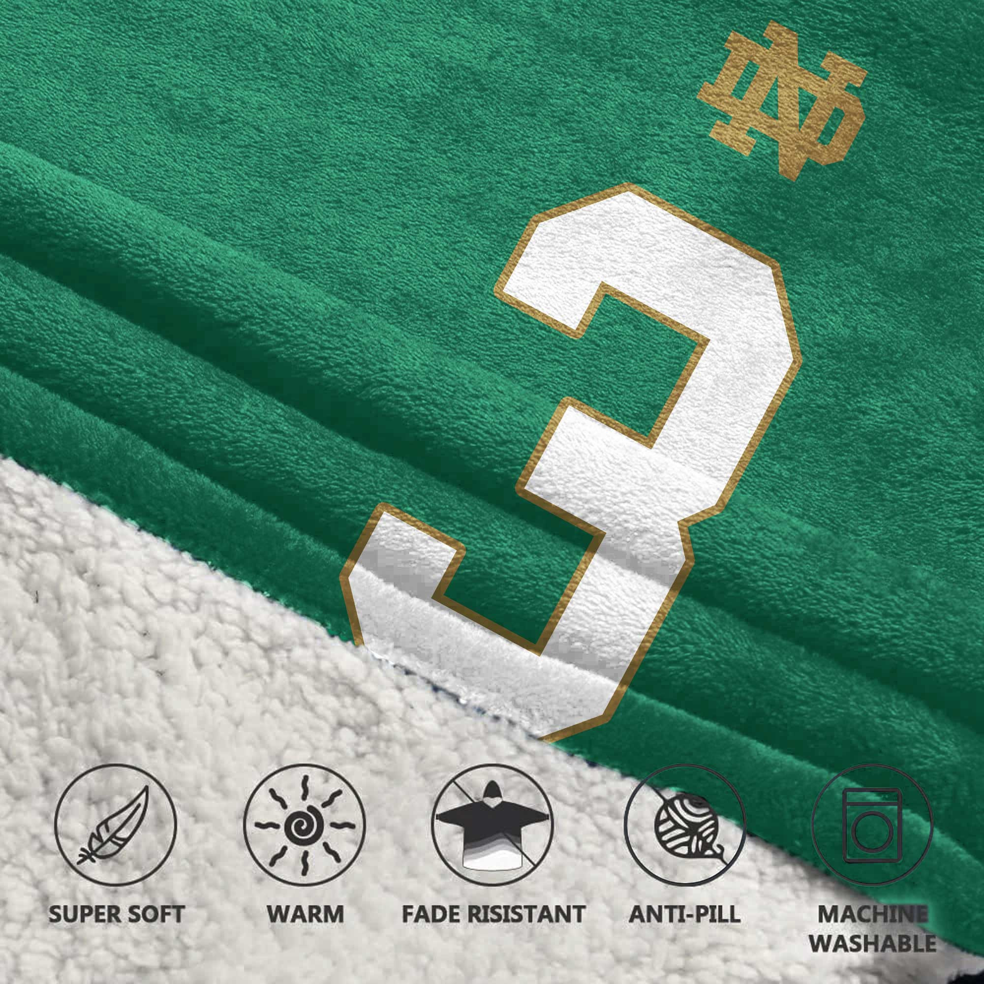 Adult 3 Notre Dame Football Unisex Blanket Hoodie