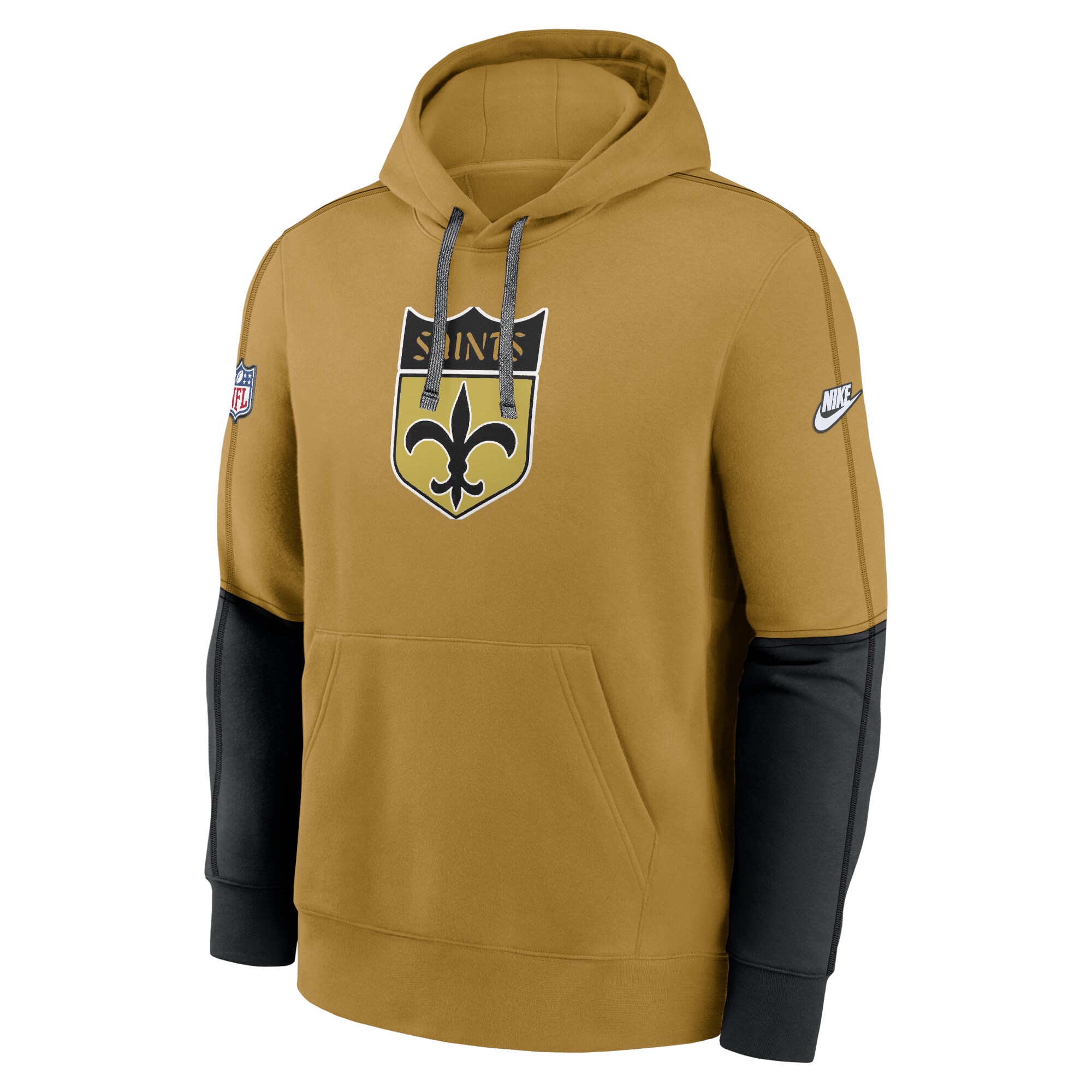 New Orleans Saints  Throwback Logo Club Tri-Blend Pullover Hoodie - Gold