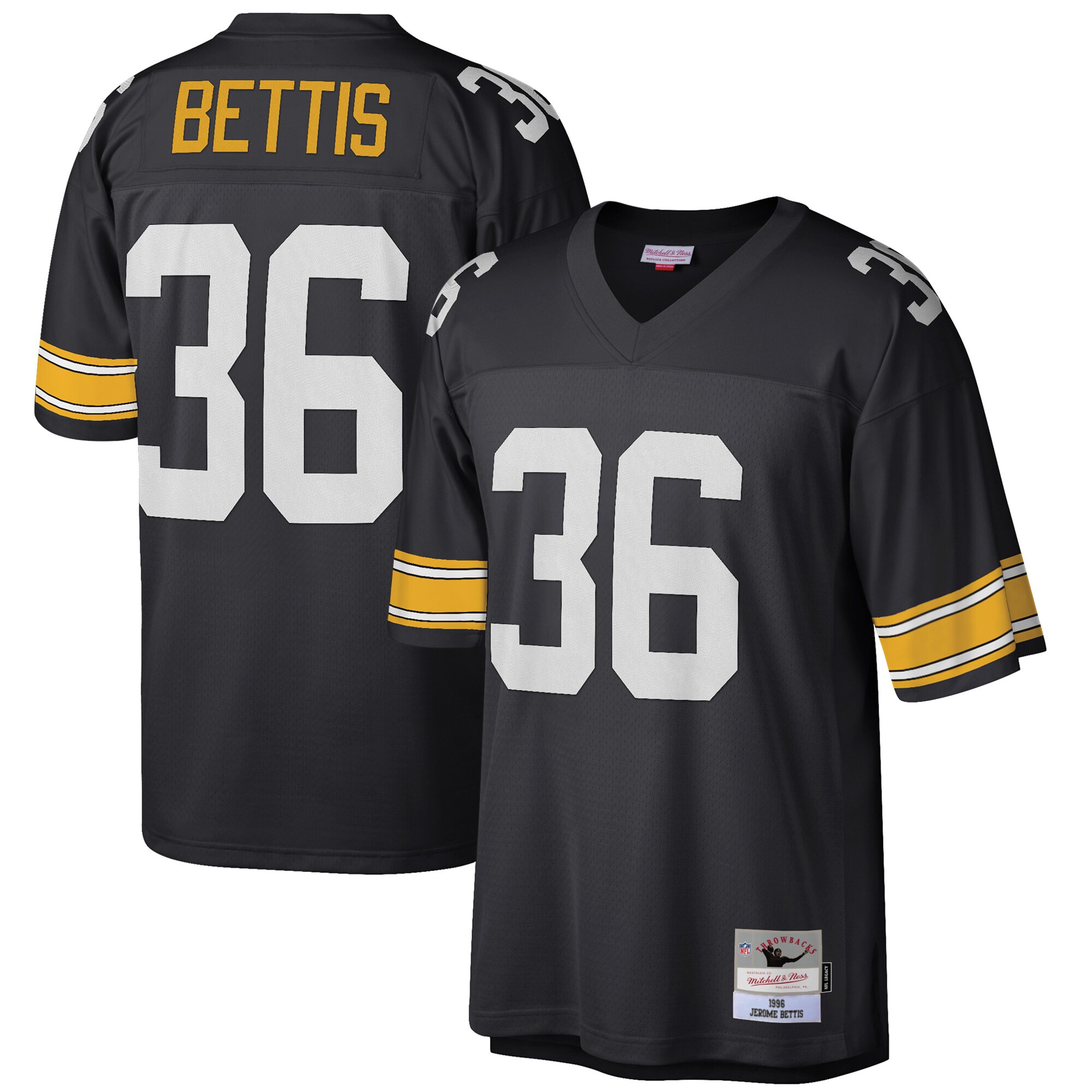 Jerome Bettis Pittsburgh Steelers  Big & Tall 1996 Retired Player Replica Jersey - Black