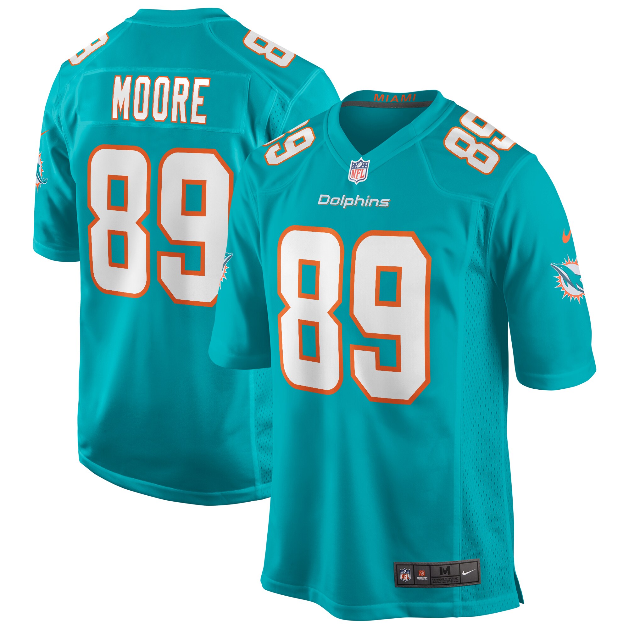 Nat Moore Miami Dolphins Game Retired Player Jersey - Aqua