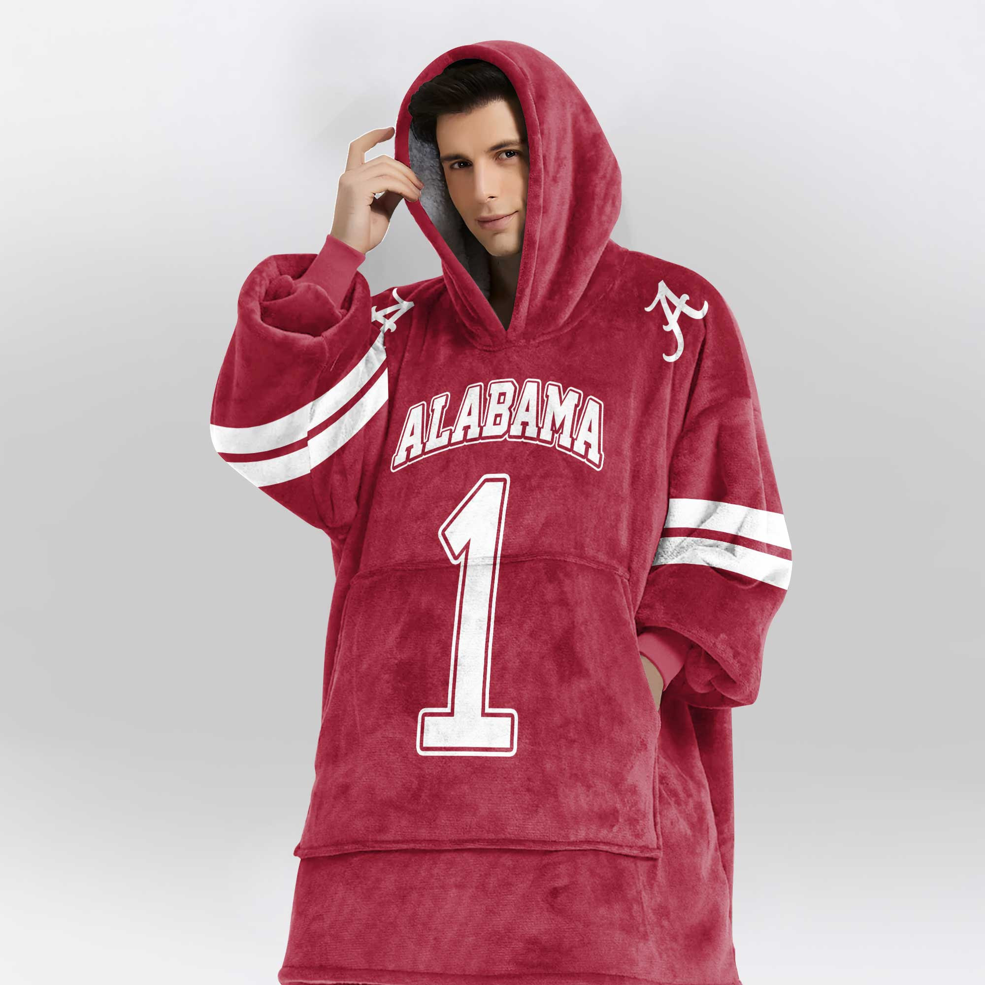 Adult #1 Alabama Football Unisex Blanket Hoodie