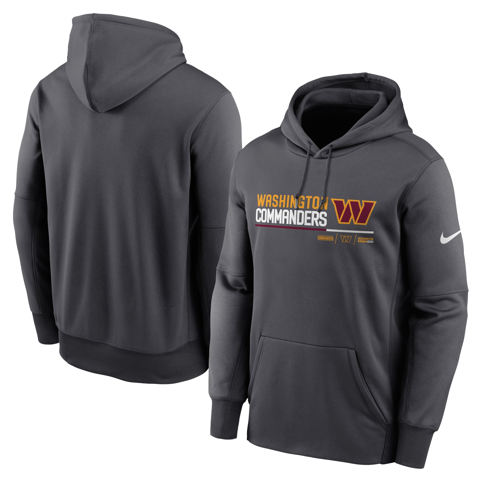 Washington Commanders Prime Logo Name Split Pullover Hoodie - Anthracite