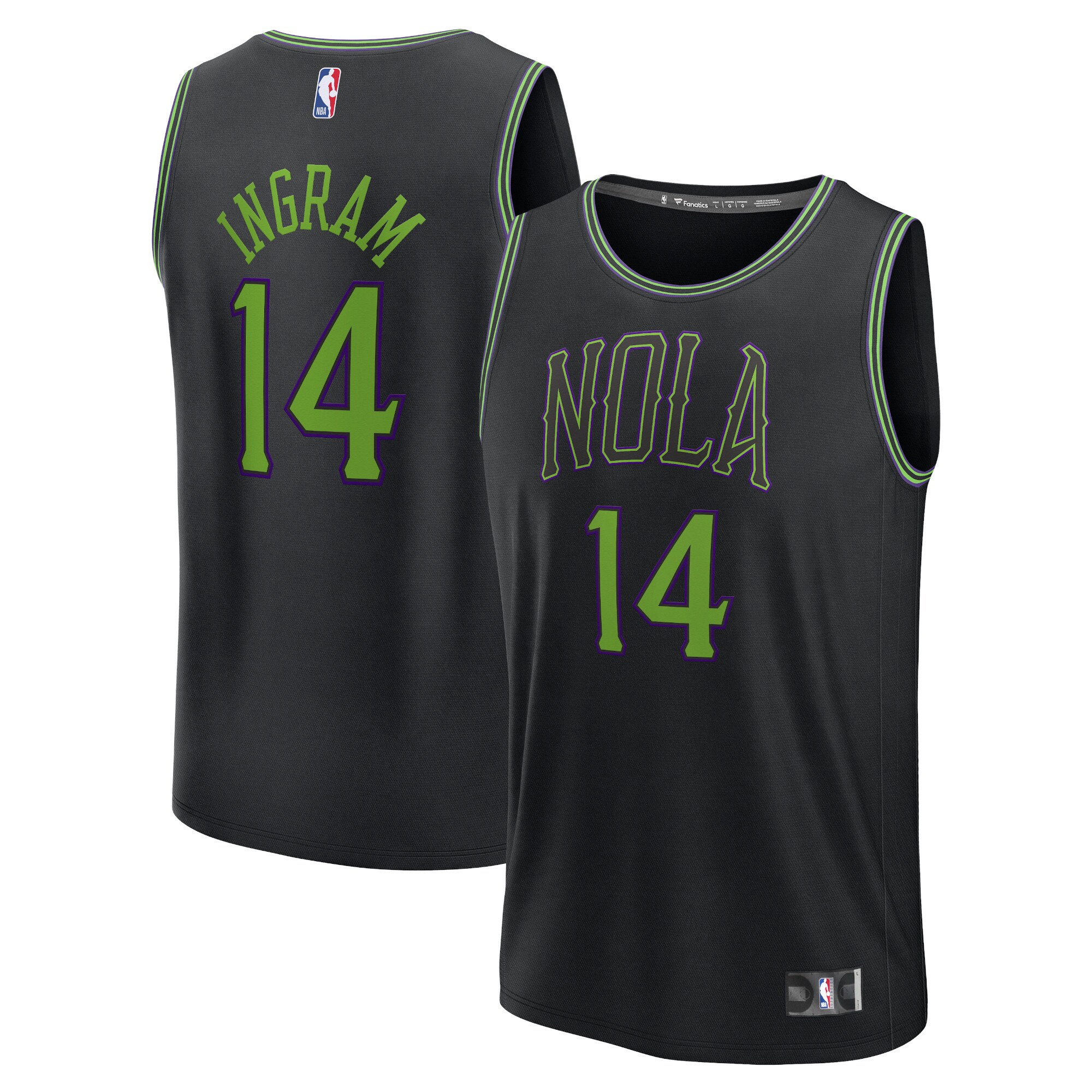 Unisex New Orleans Pelicans Brandon Ingram  Black 2023/24 Fast Break Jersey - City Edition