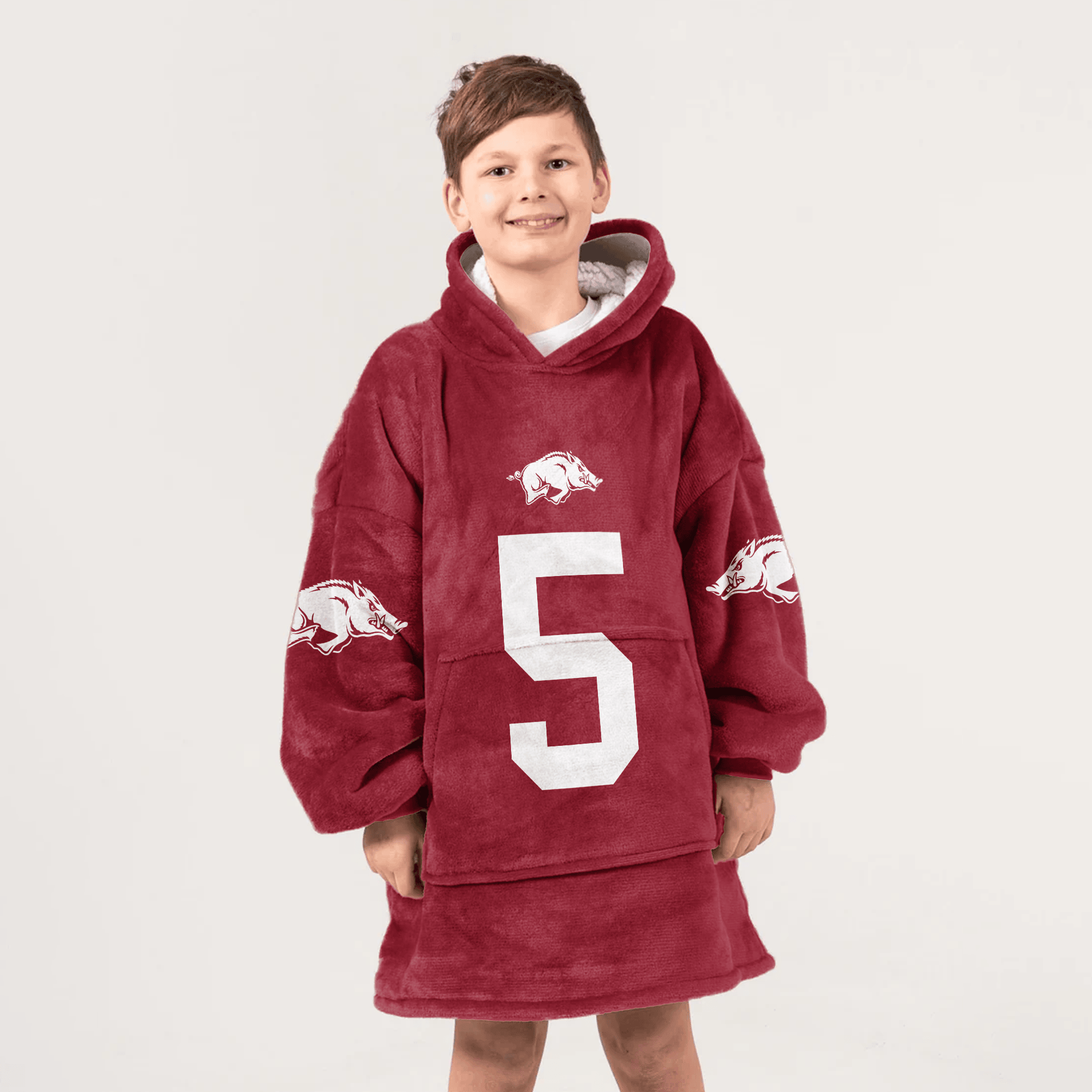 Kid #5 Arkansas Football Unisex Blanket Hoodie