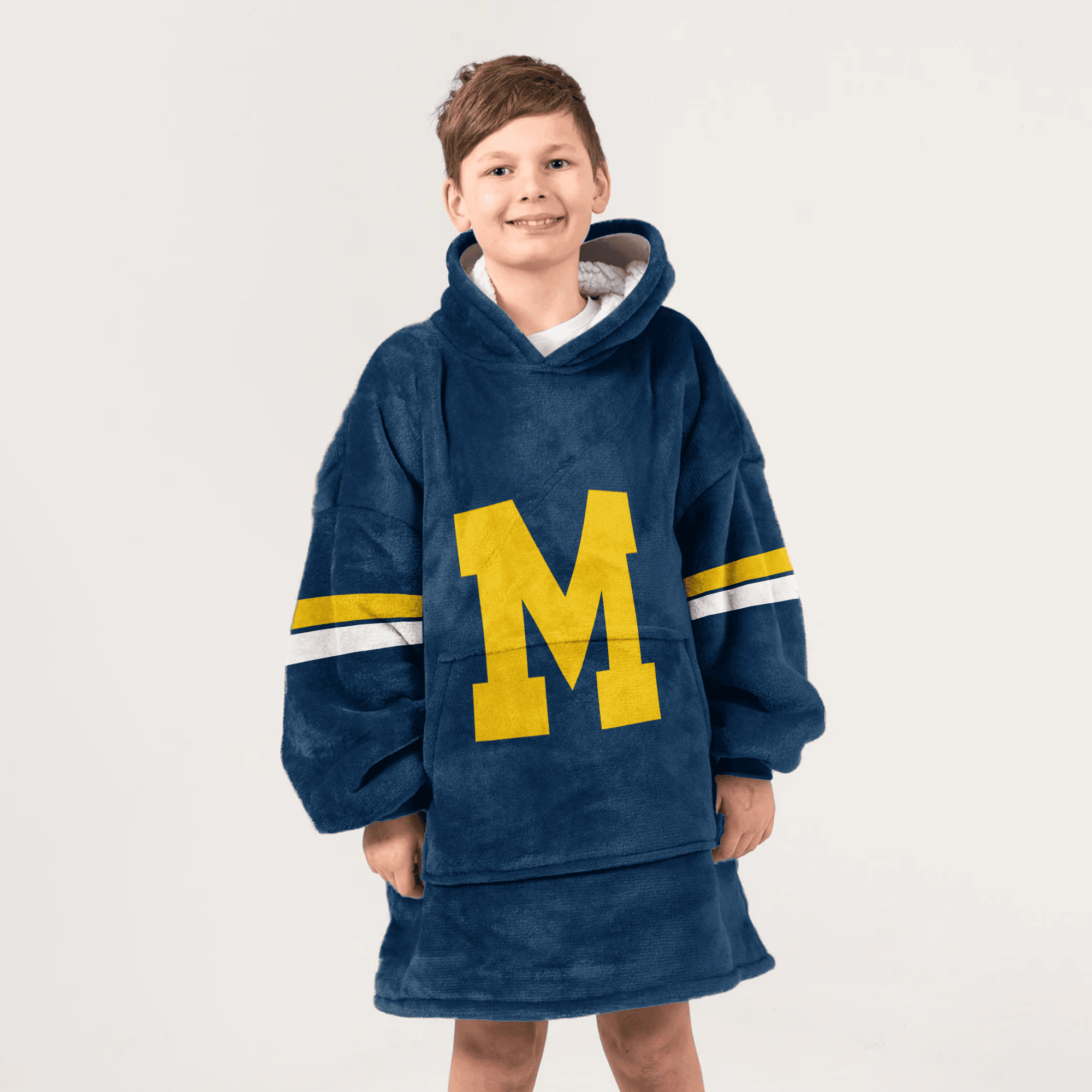 Kid 1 Michigan Football Unisex Blanket Hoodie