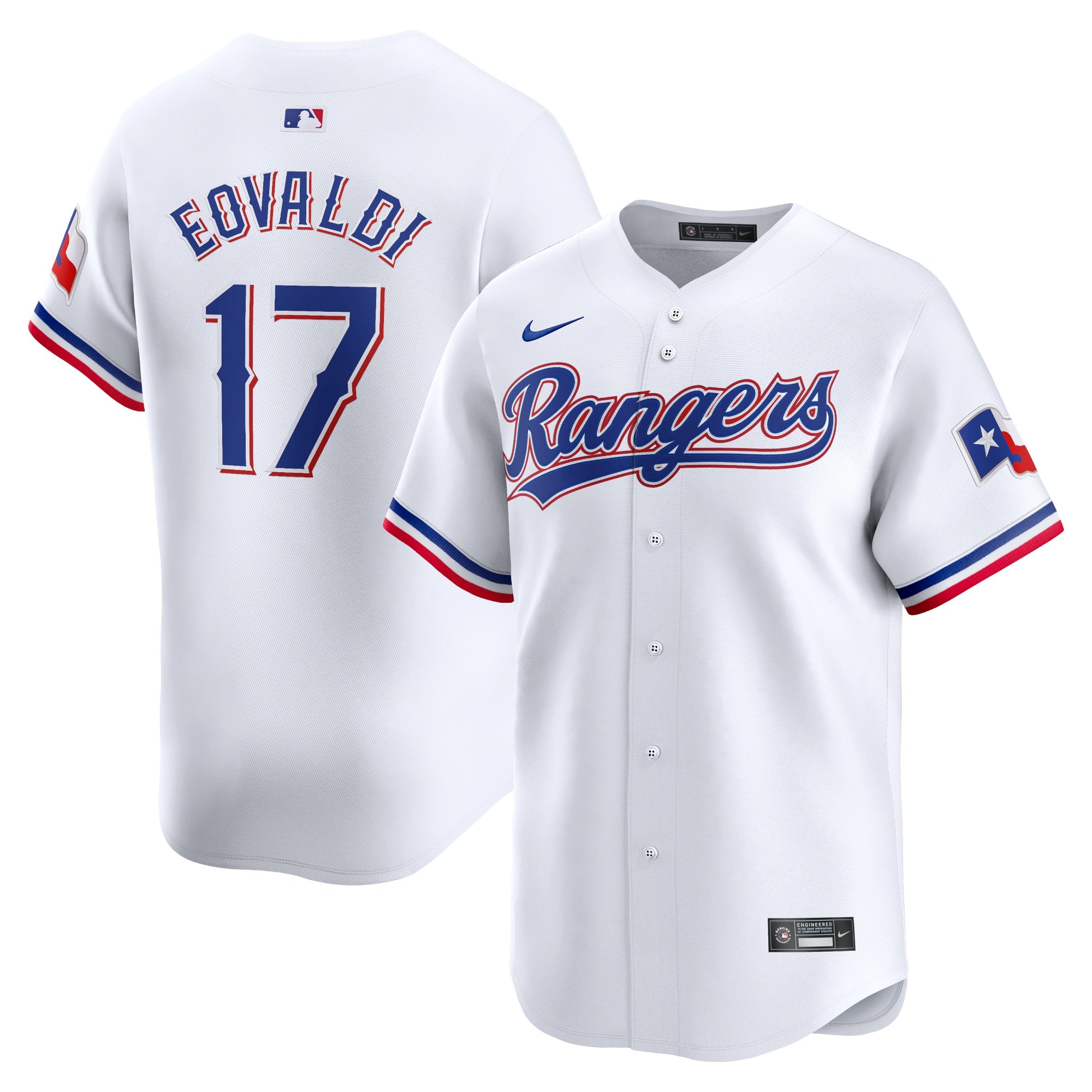 Men's Texas Rangers #17 Nathan Eovaldi  White Home Limited Player Jersey