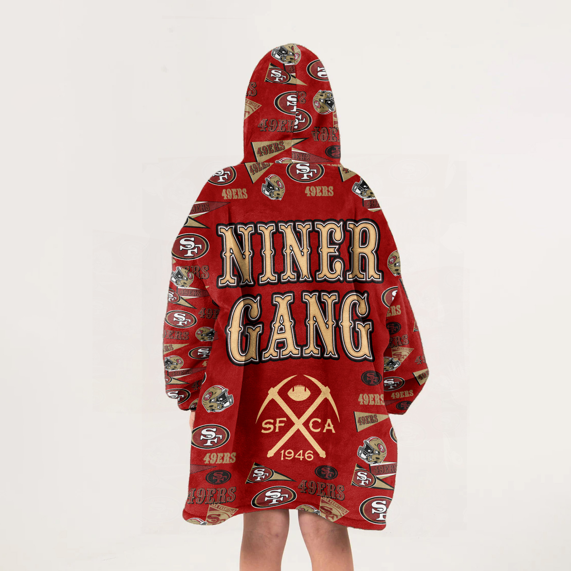 Adult San Francisco 49ers Football Unisex Blanket Hoodie