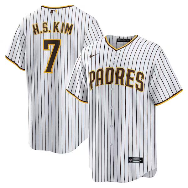 Men's San Diego Padre #7 Ha-Seong Kim  White Player Cool Base Jersey