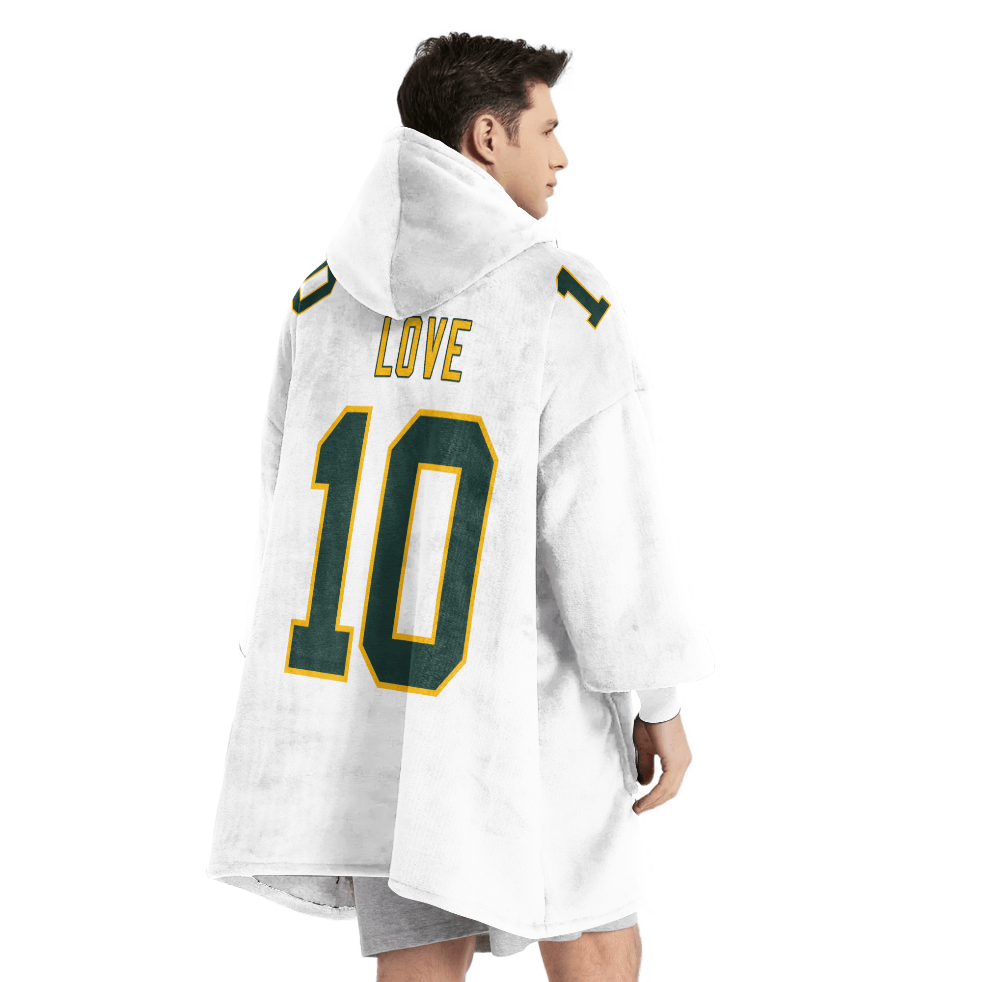 Adult J.L 10 Captain Green Bay Football Unisex Blanket Hoodie