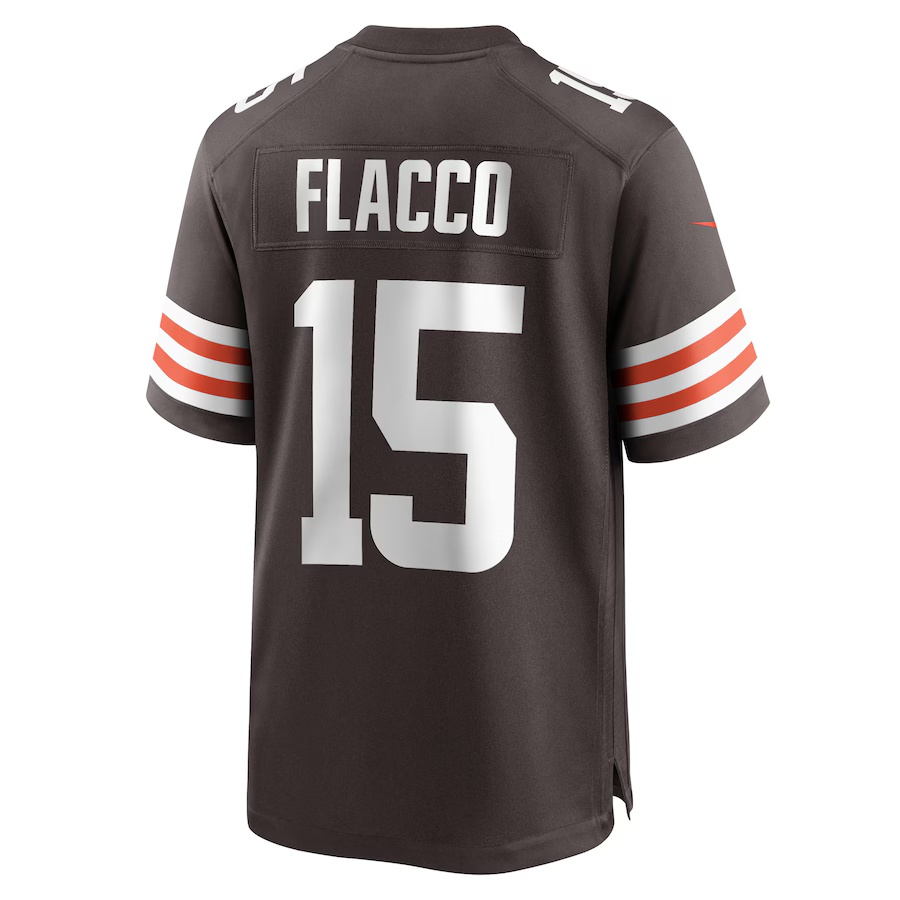 Men's Joe Flacco #15 Brown Cleveland Browns Game Player Jersey