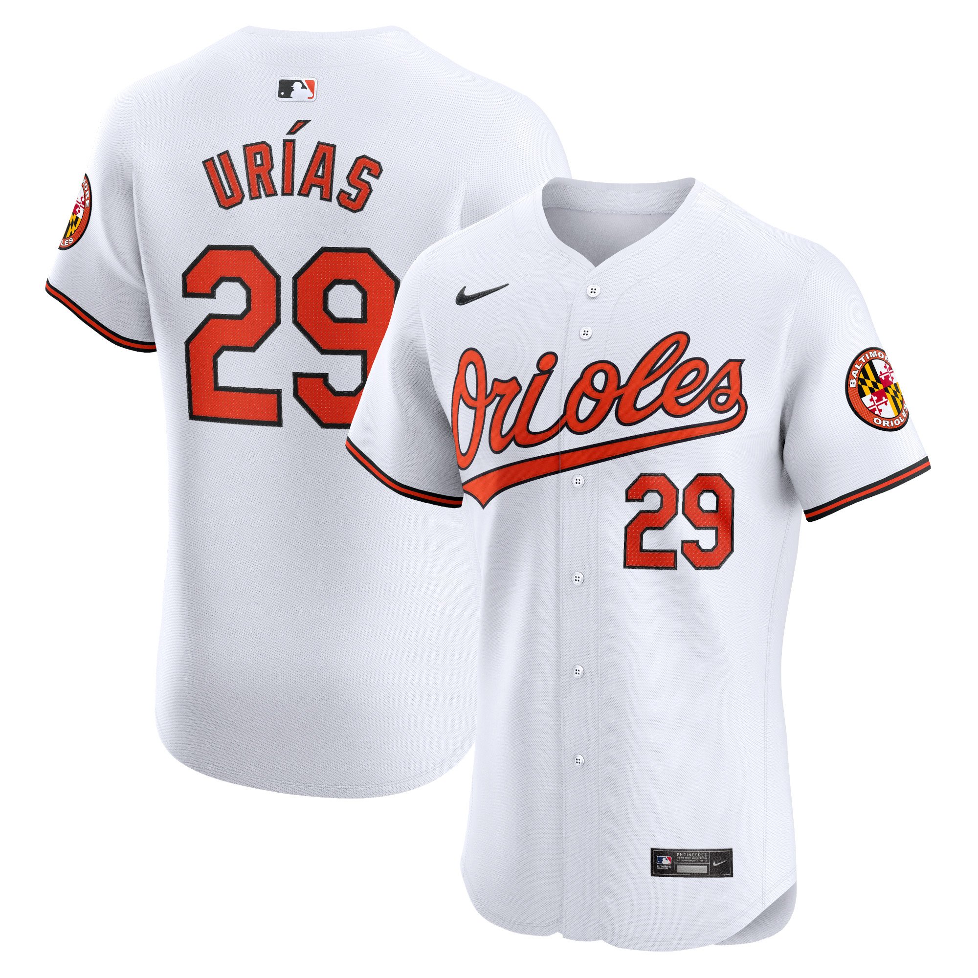 Men's Baltimore Orioles Ramon Urias  White Home Elite Player Jersey