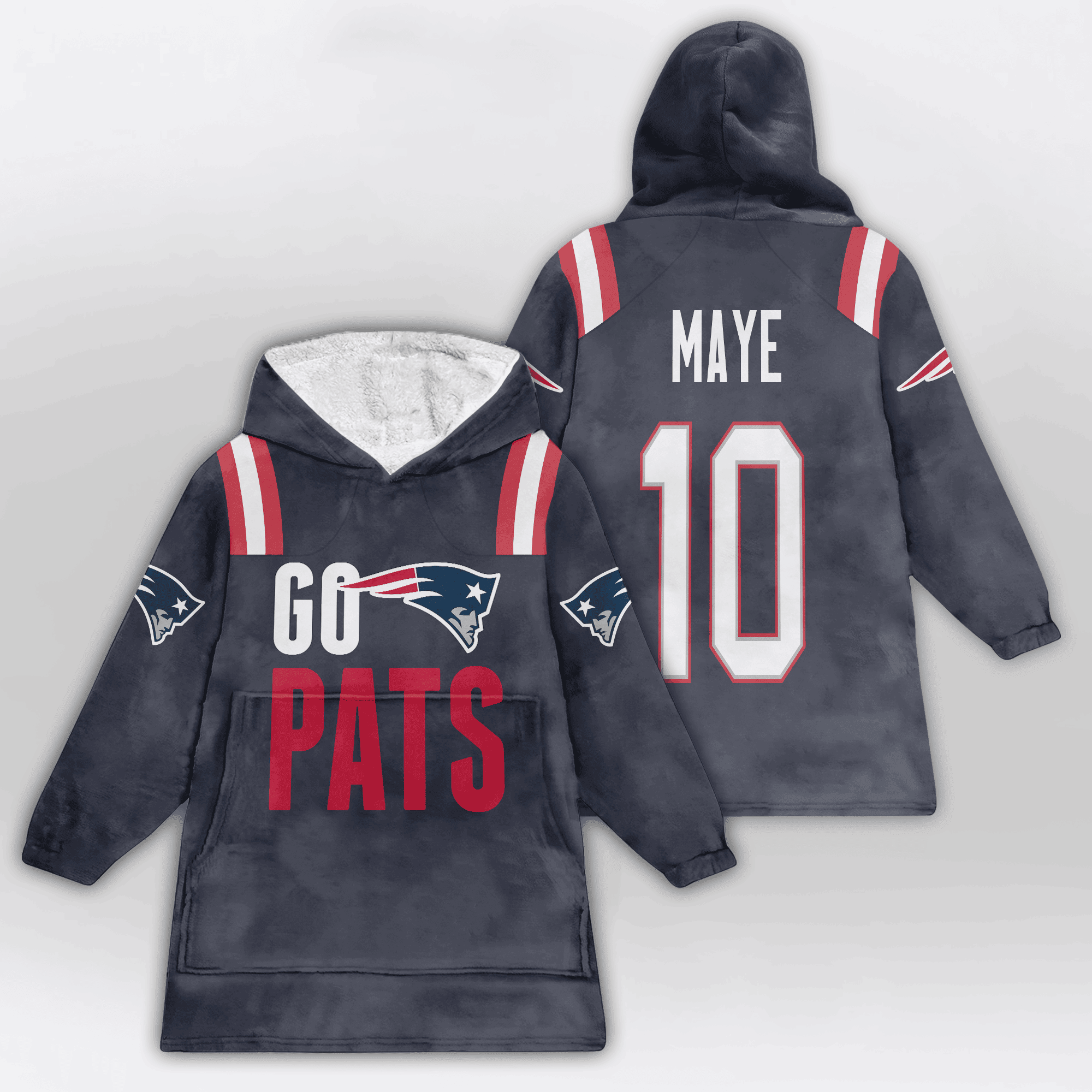 Kid 10 New England Football Unisex Blanket Hoodie