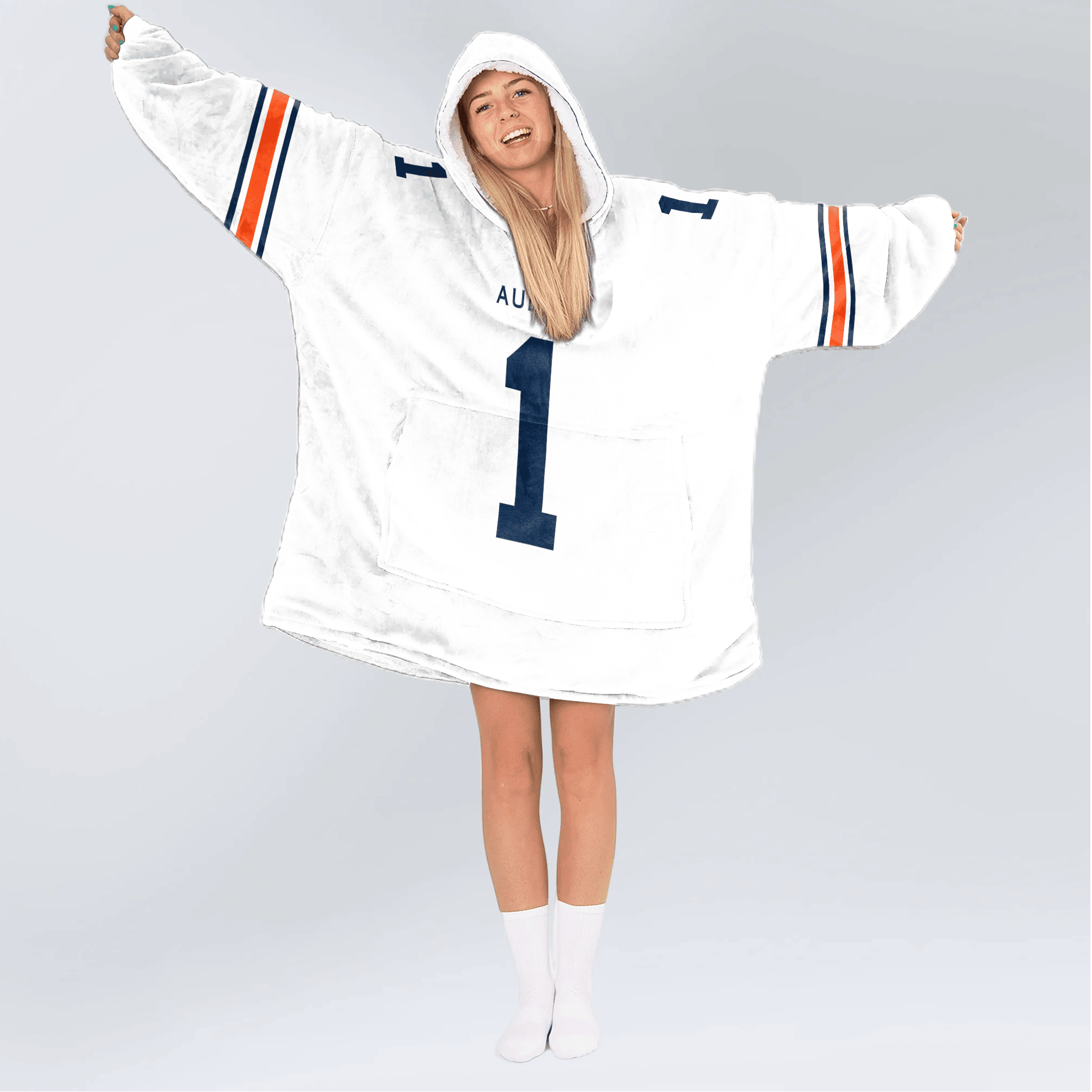 Adult #1 Auburn Football Unisex Blanket Hoodie