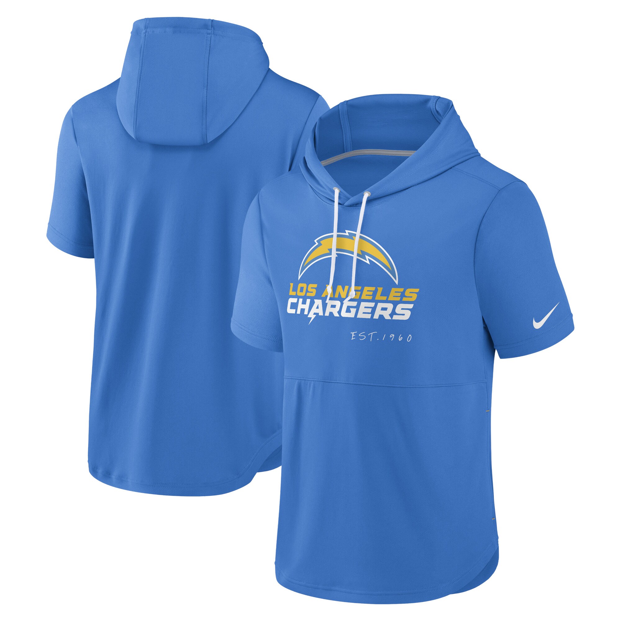 Los Angeles Chargers Short Sleeve Pullover Hoodie - Powder Blue