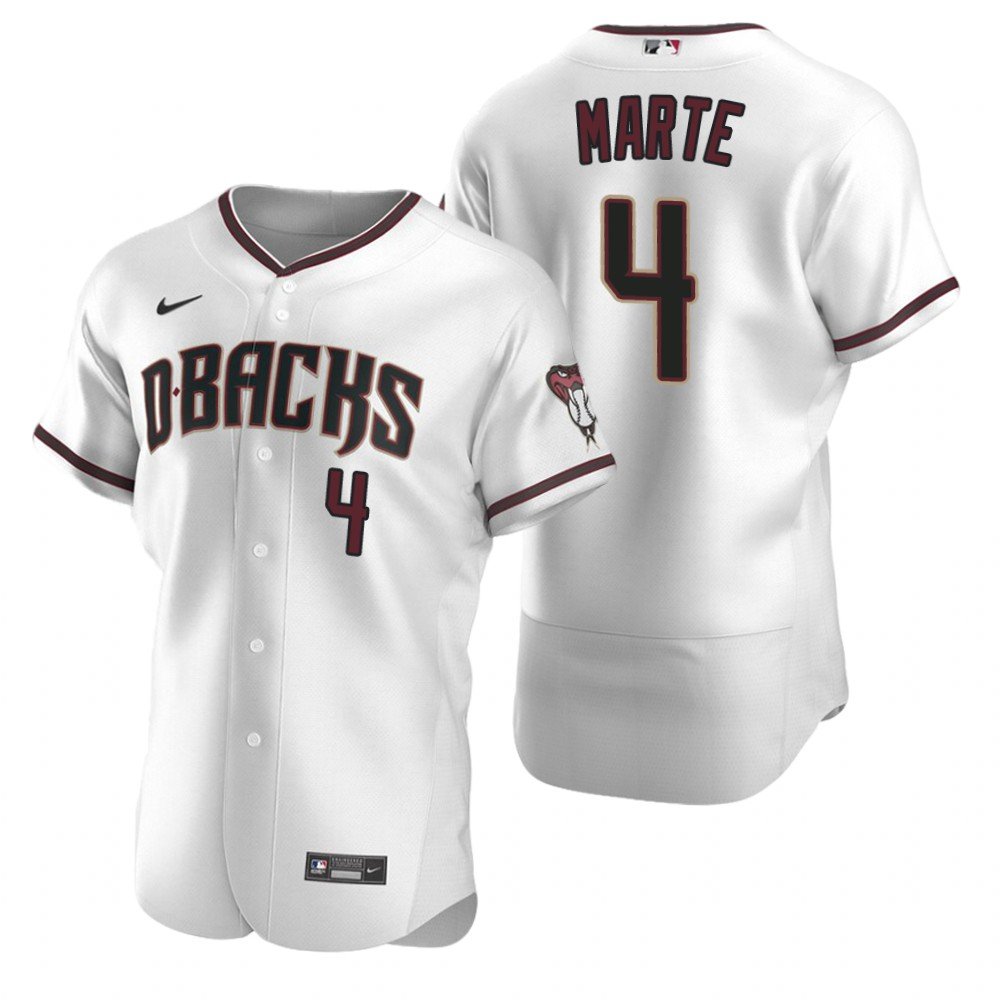 Men's  Arizona Diamondbacks #4 Ketel Marte White Crimson 2020 Home MLB Jersey