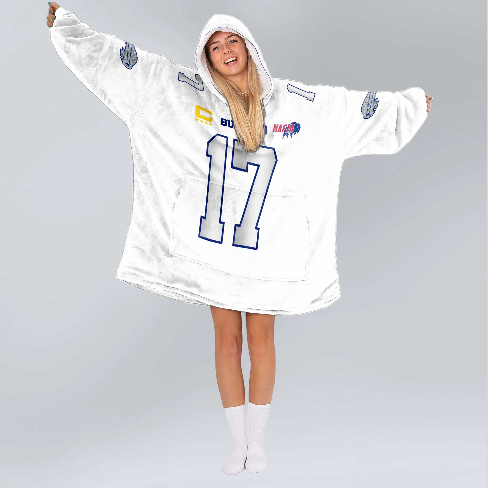 Adult Mafia J.A 17 Buffalo Football Unisex Blanket Hoodie
