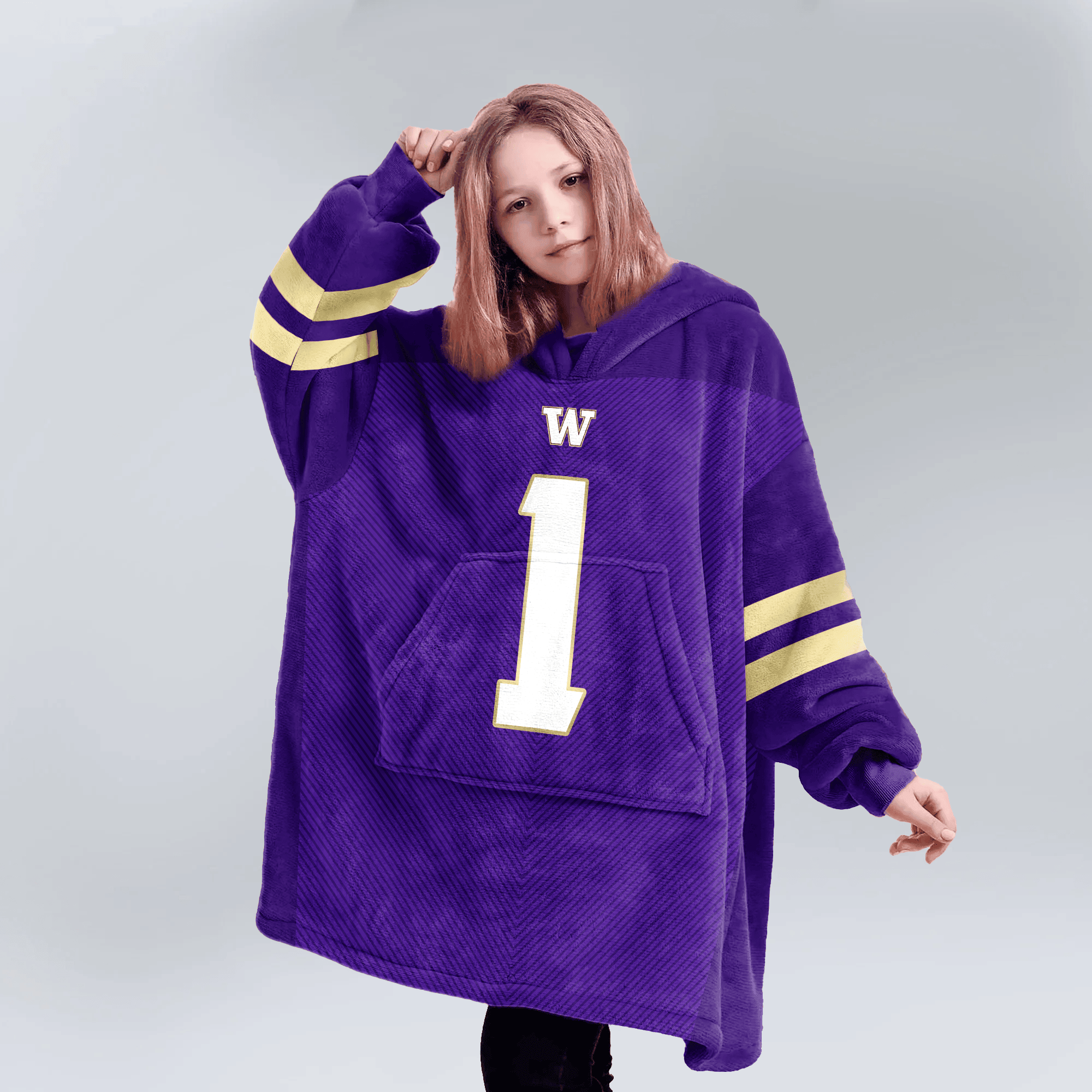 Kid 1 Washington Football Unisex Blanket Hoodie
