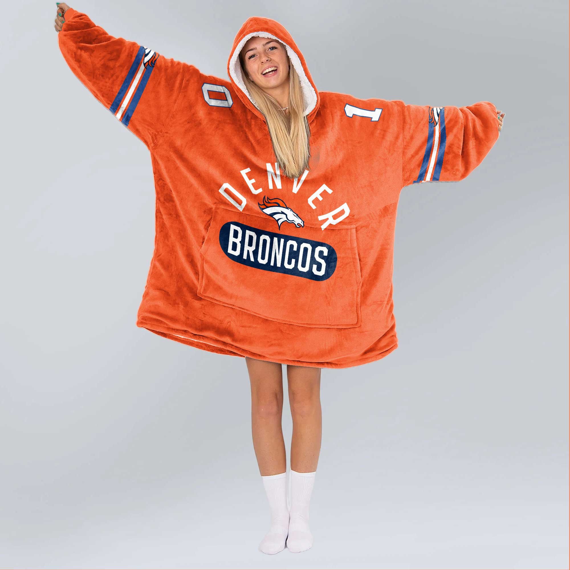 Adult 10 Denver Football Unisex Blanket Hoodie