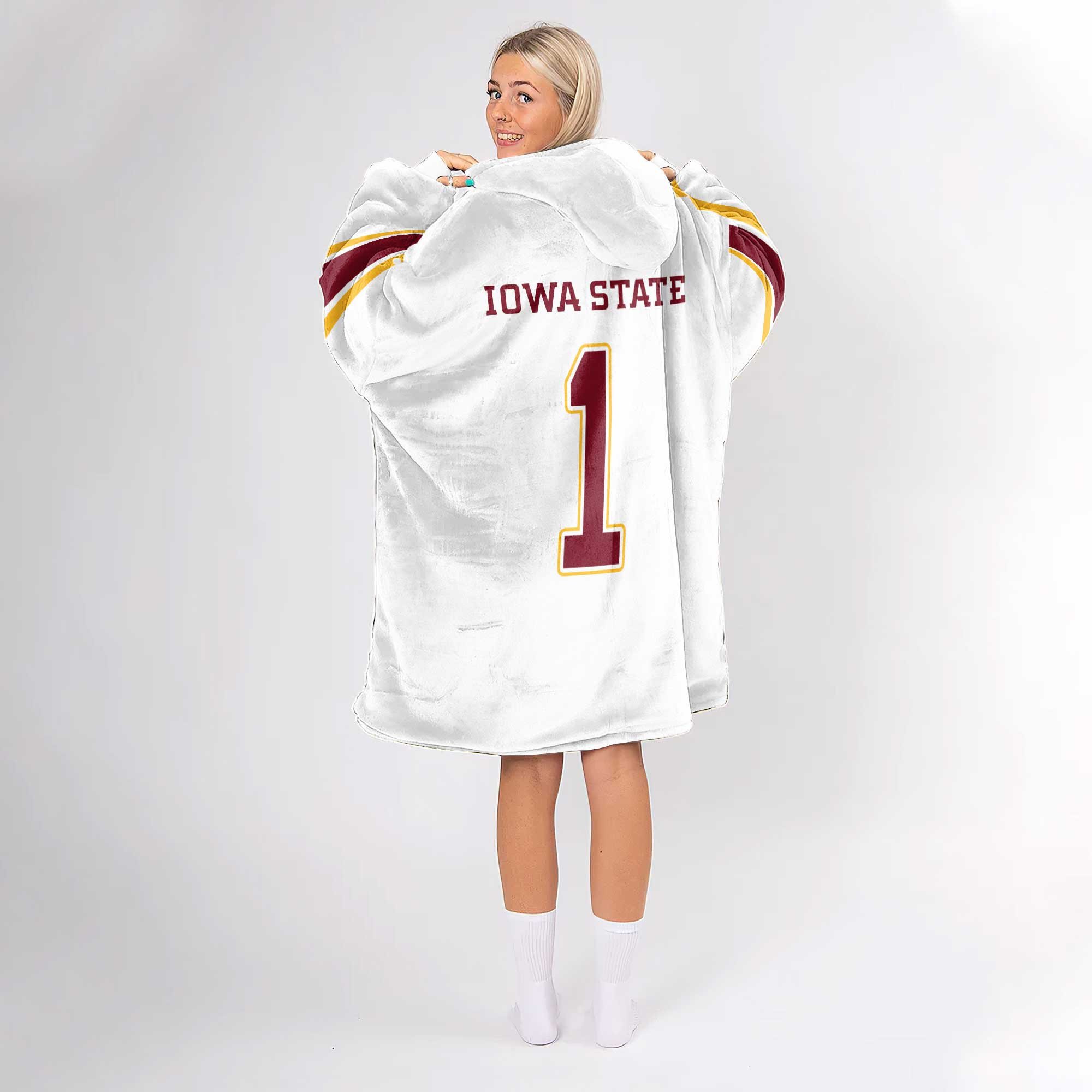 Adult #1 Iowa State Football Unisex Blanket Hoodie