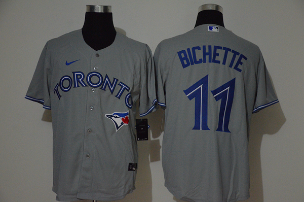 Men's Toronto Blue Jays #11 Bo Bichette Grey Stitched MLB Cool Base  Jersey