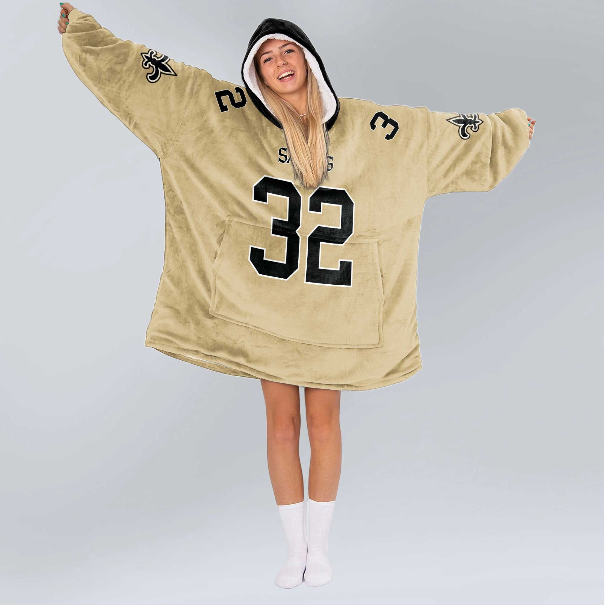 Adult T.M 32 New Orleans Football Unisex Blanket Hoodie