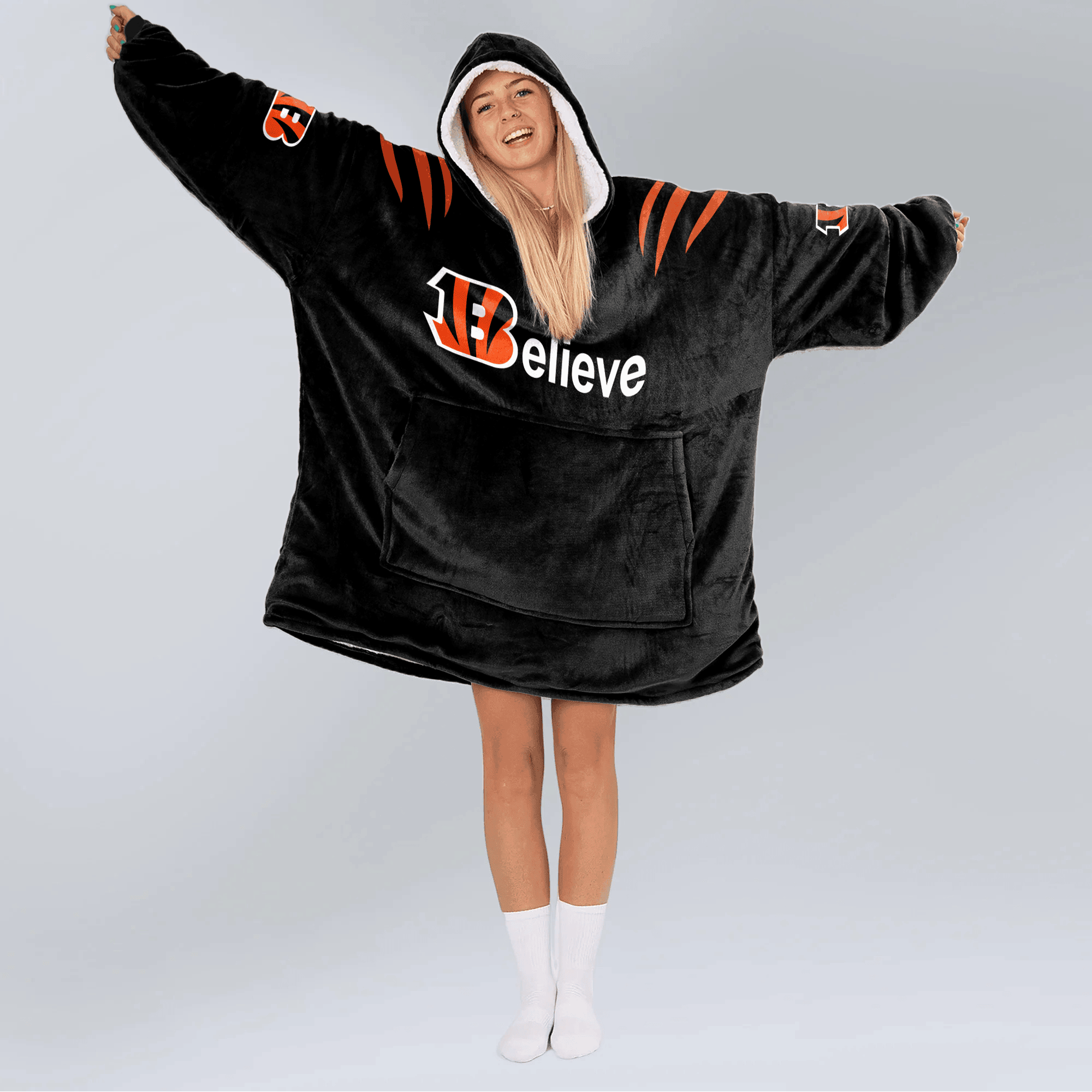 Adult Believe 9 Cincinnati Football Unisex Blanket Hoodie