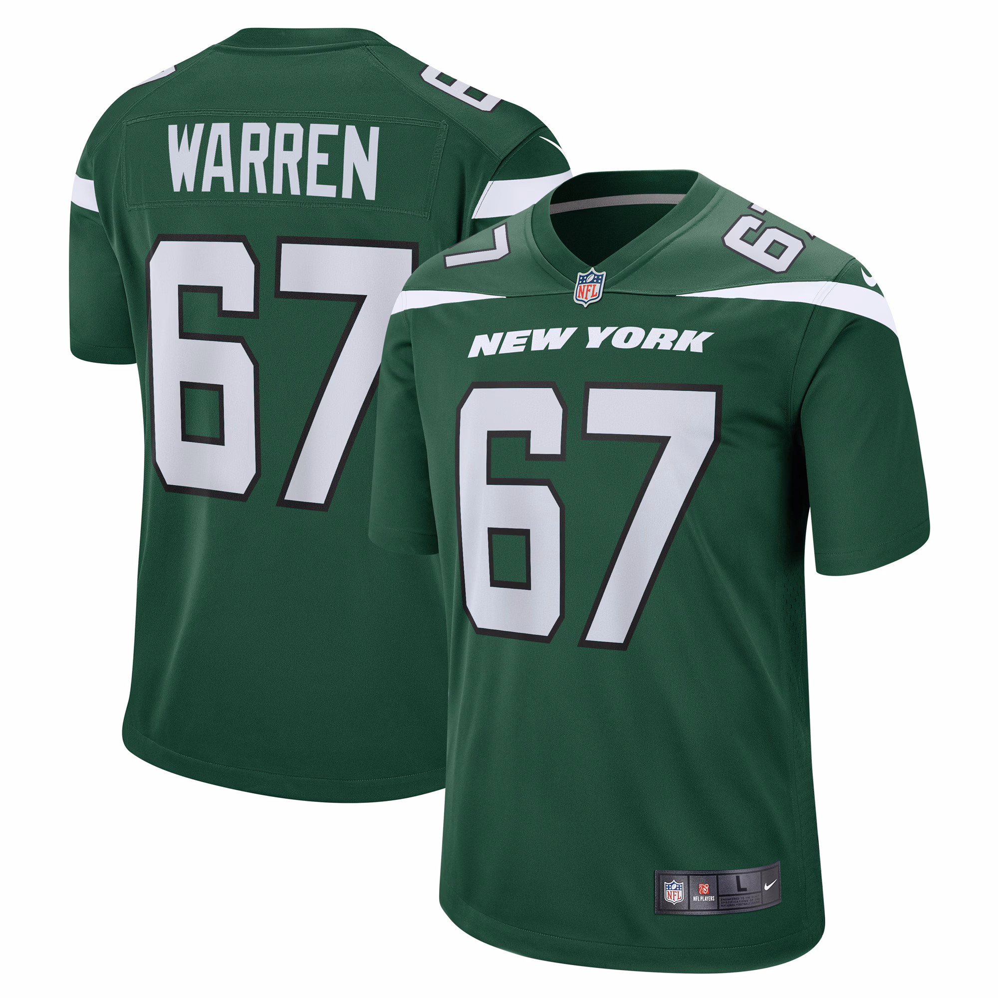 Carter Warren New York Jets  Game Jersey - Gotham Green
