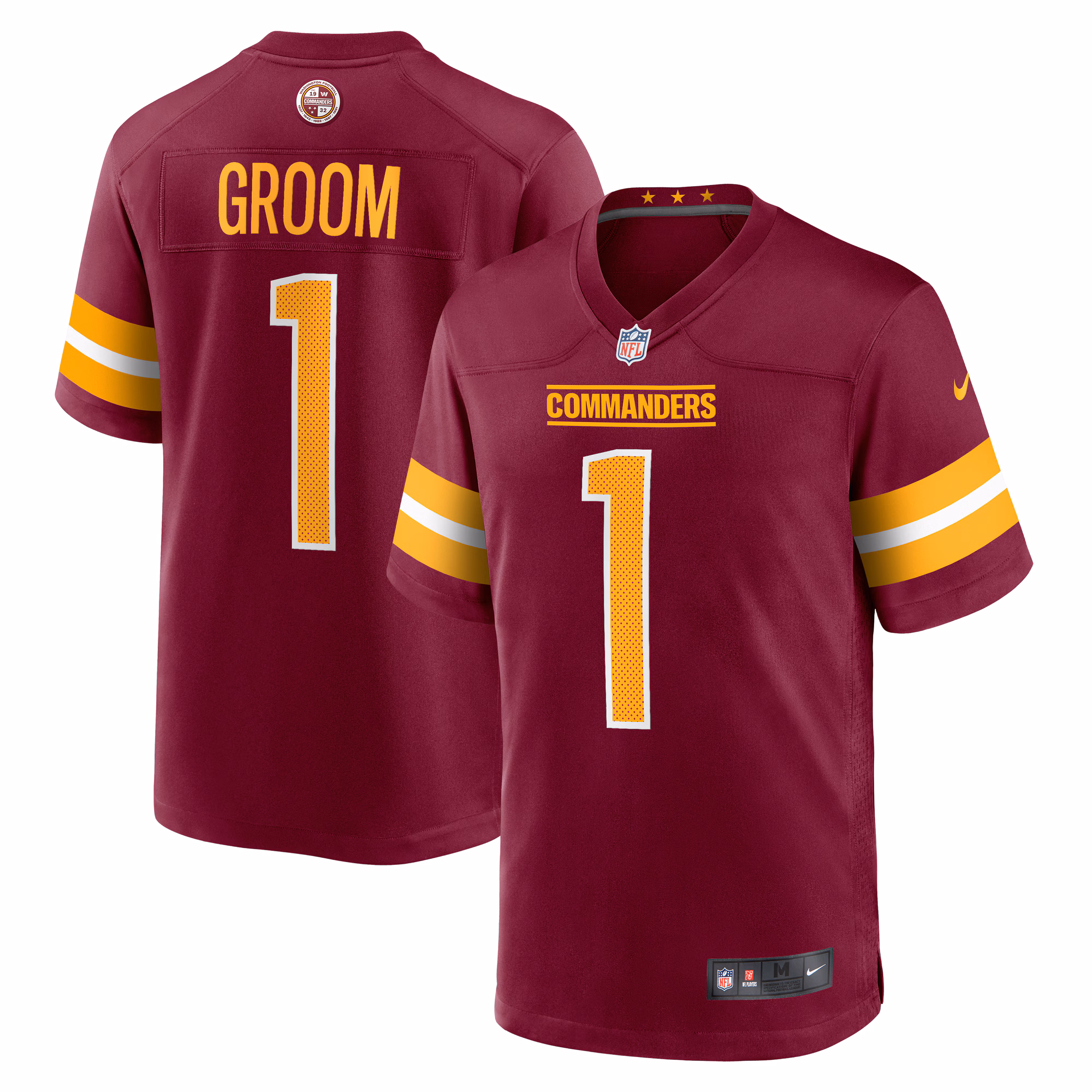 Number 1 Groom Washington Commanders Game Jersey - Burgundy