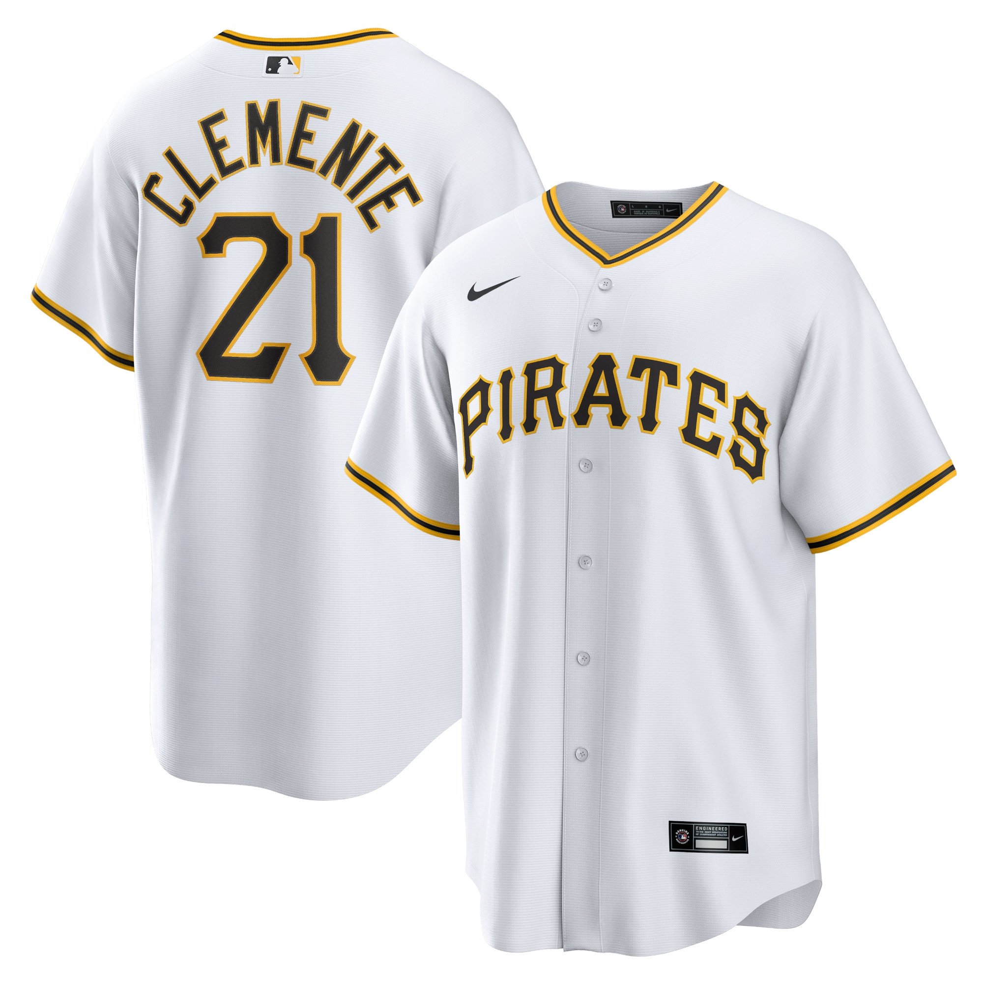 Men's Pittsburgh Pirates Roberto Clemente  White Home Replica Player Name Jersey
