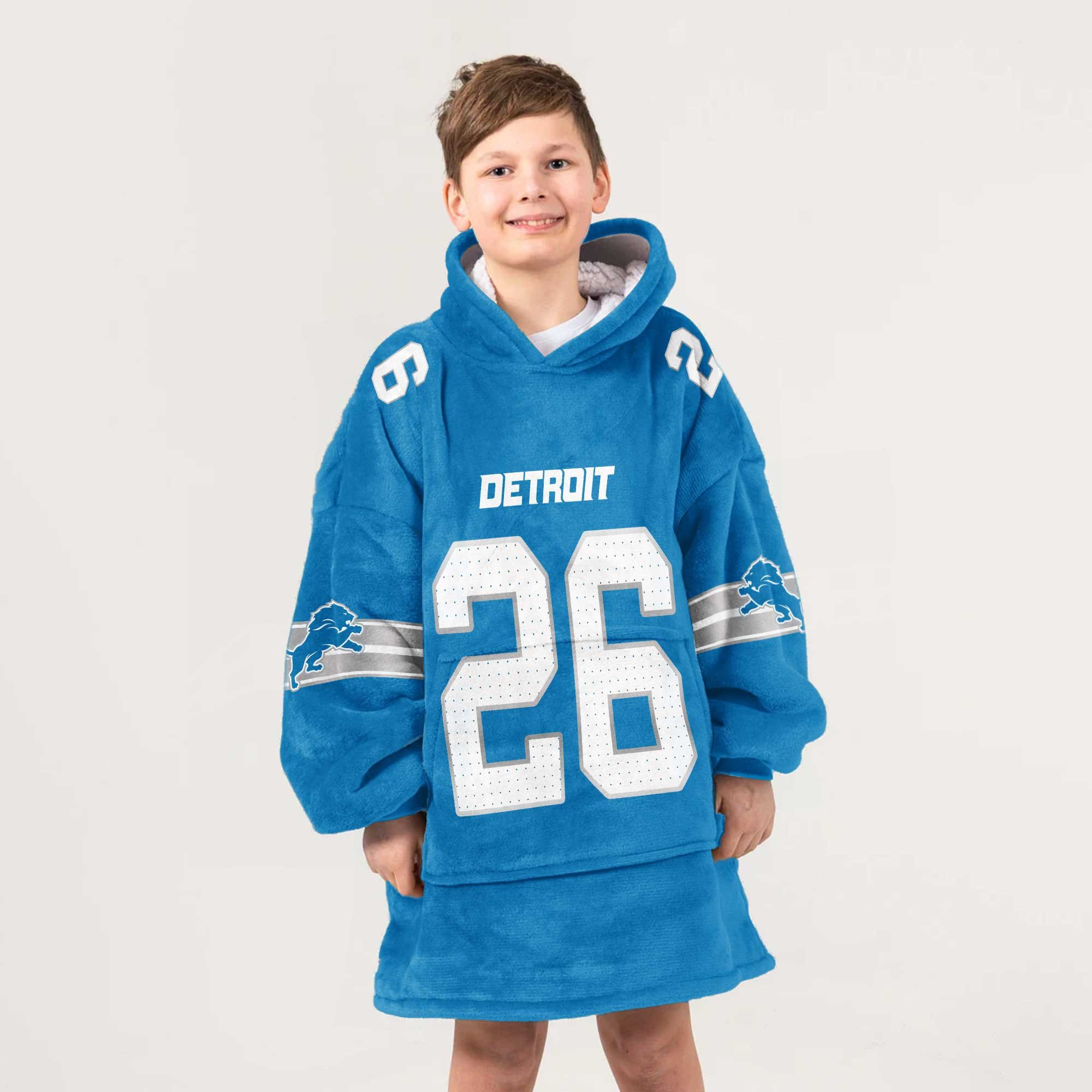 Adult 26 Detroit Lions Football Unisex Blanket Hoodie