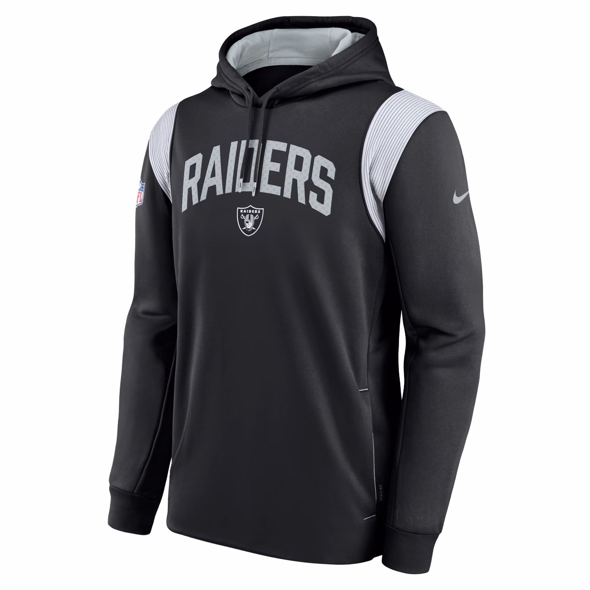 Las Vegas Raiders Sideline Athletic Stack Performance Pullover Hoodie - Silver