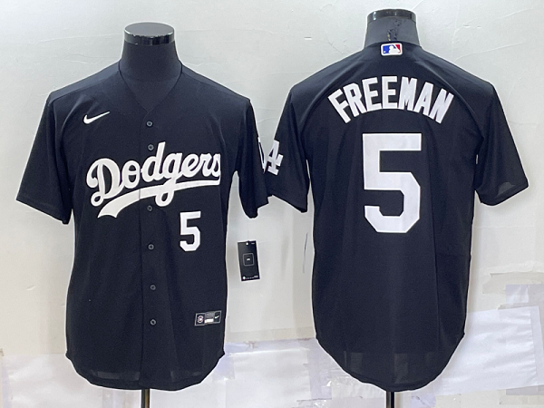 Men's  Los Angeles Dodgers #5 Freddie Freeman Black Stitched Cool Base MLB Jersey