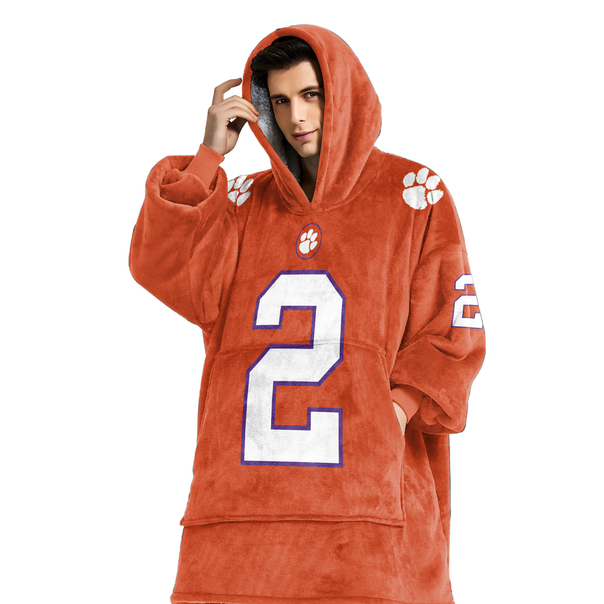 Adult 2 Clemson Football Unisex Blanket Hoodie