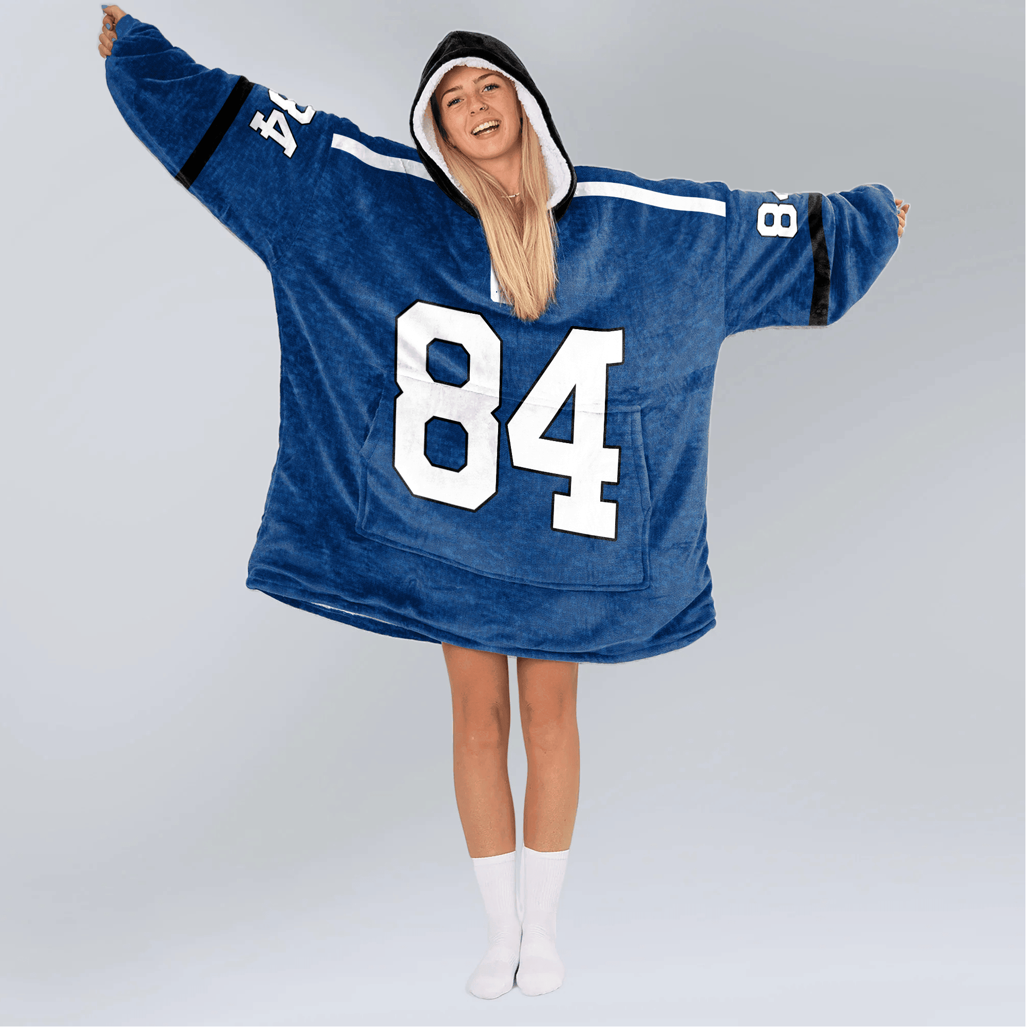 Adult 84 Indianapolis Football Unisex Blanket Hoodie