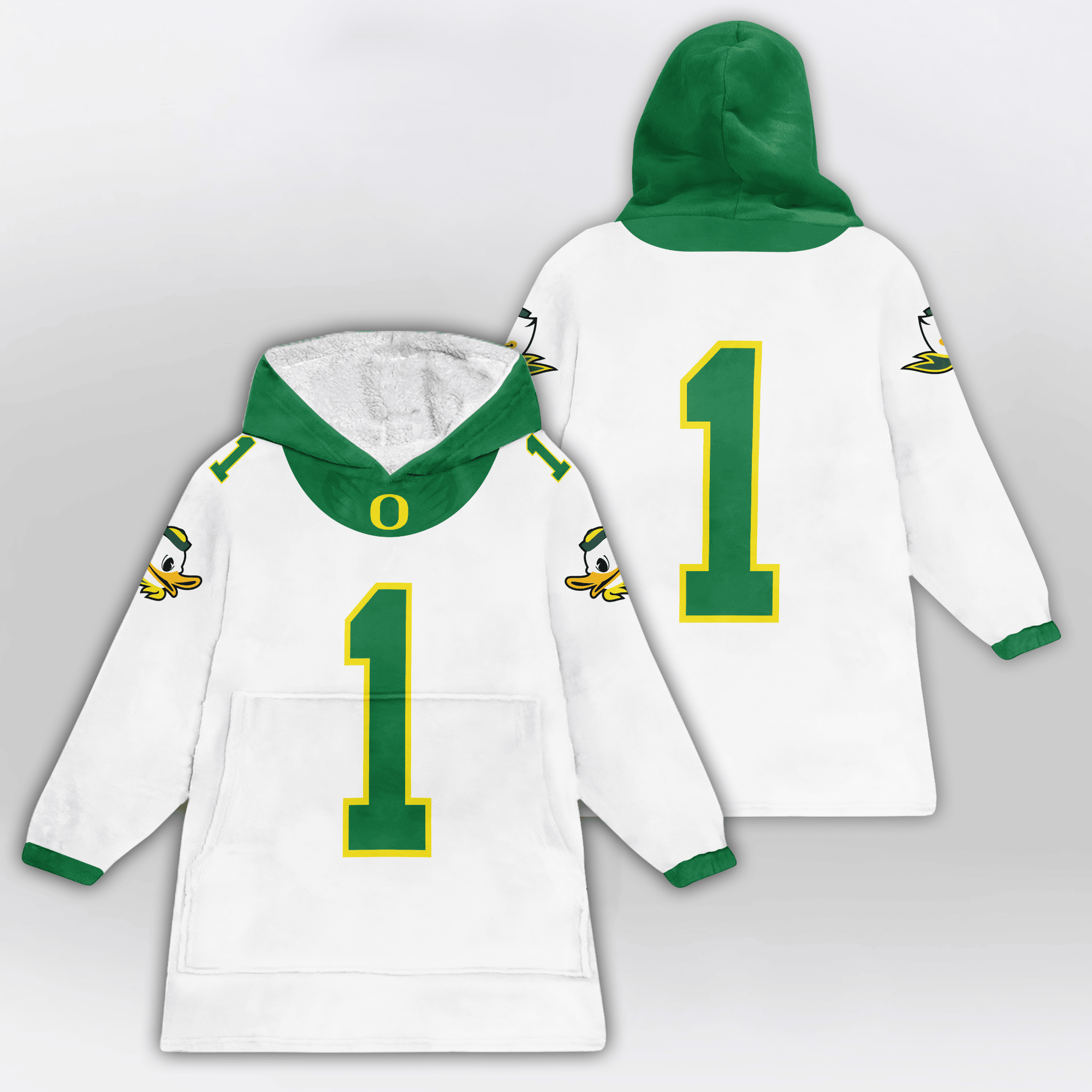 Adult #1 Oregon Football Unisex Blanket Hoodie