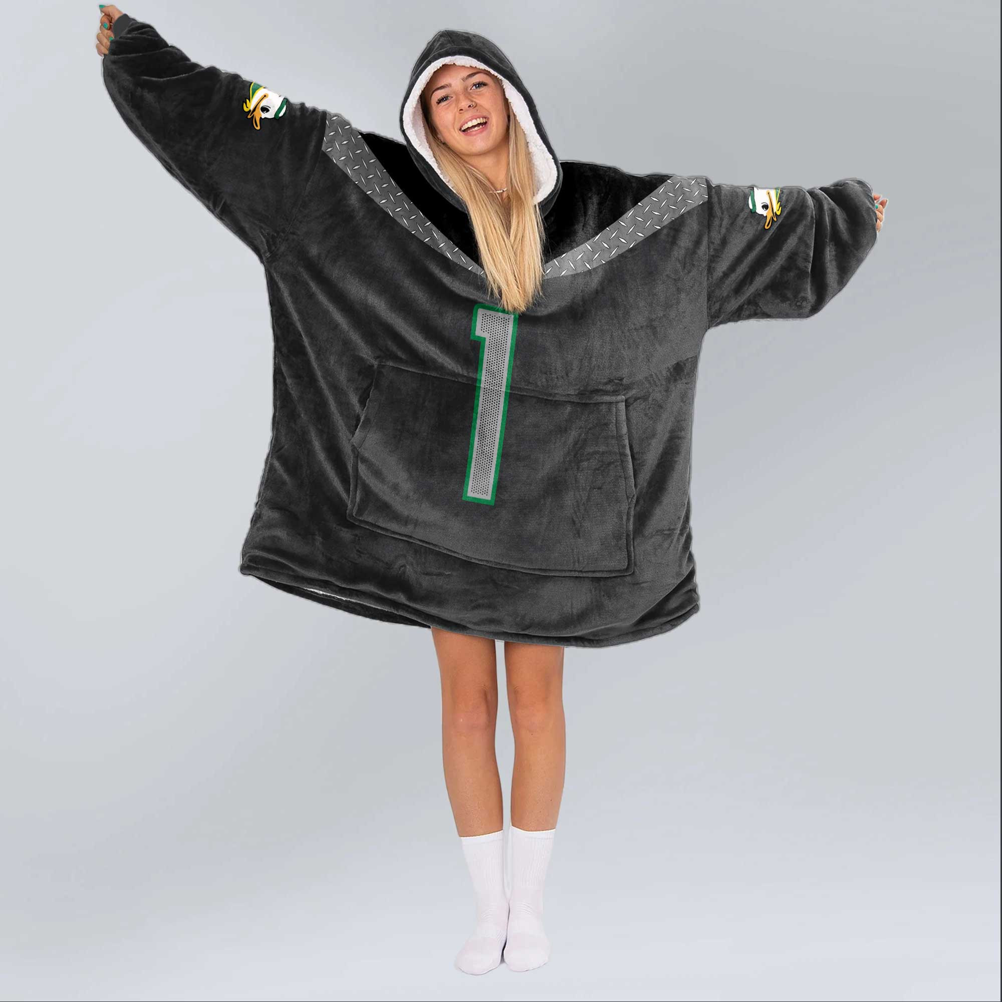 Adult Oregon 1 Football Unisex Blanket Hoodie