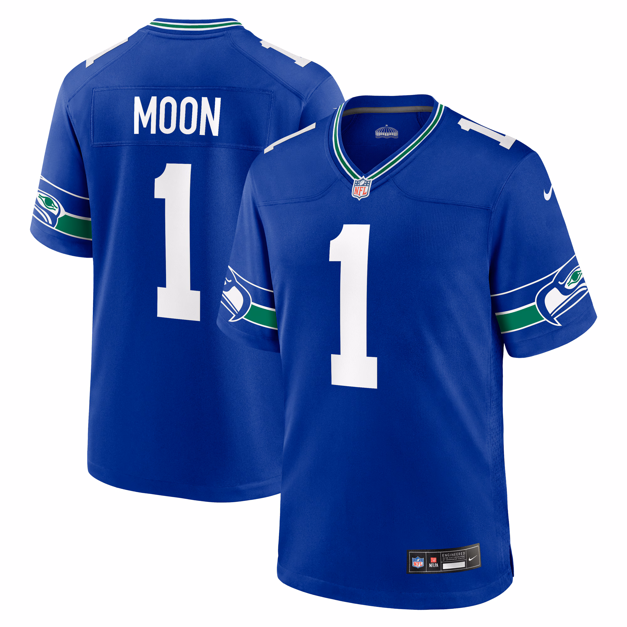 Warren Moon Seattle Seahawks Throwback Retired Player Game Jersey - Royal