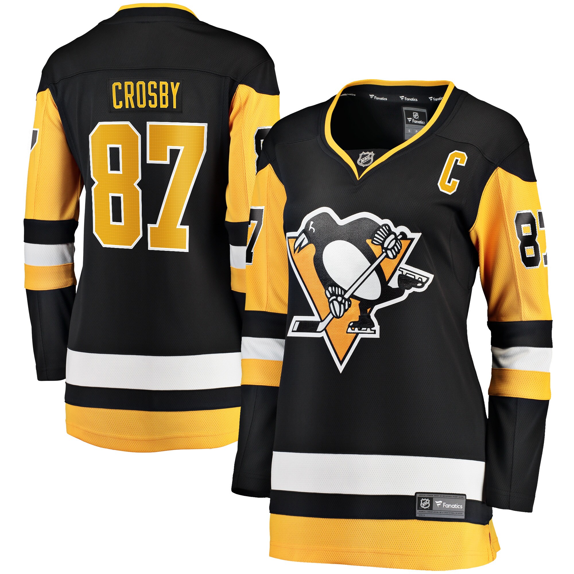 Sidney Crosby Pittsburgh Penguins Women's Captain Patch Home Breakaway Jersey - Black