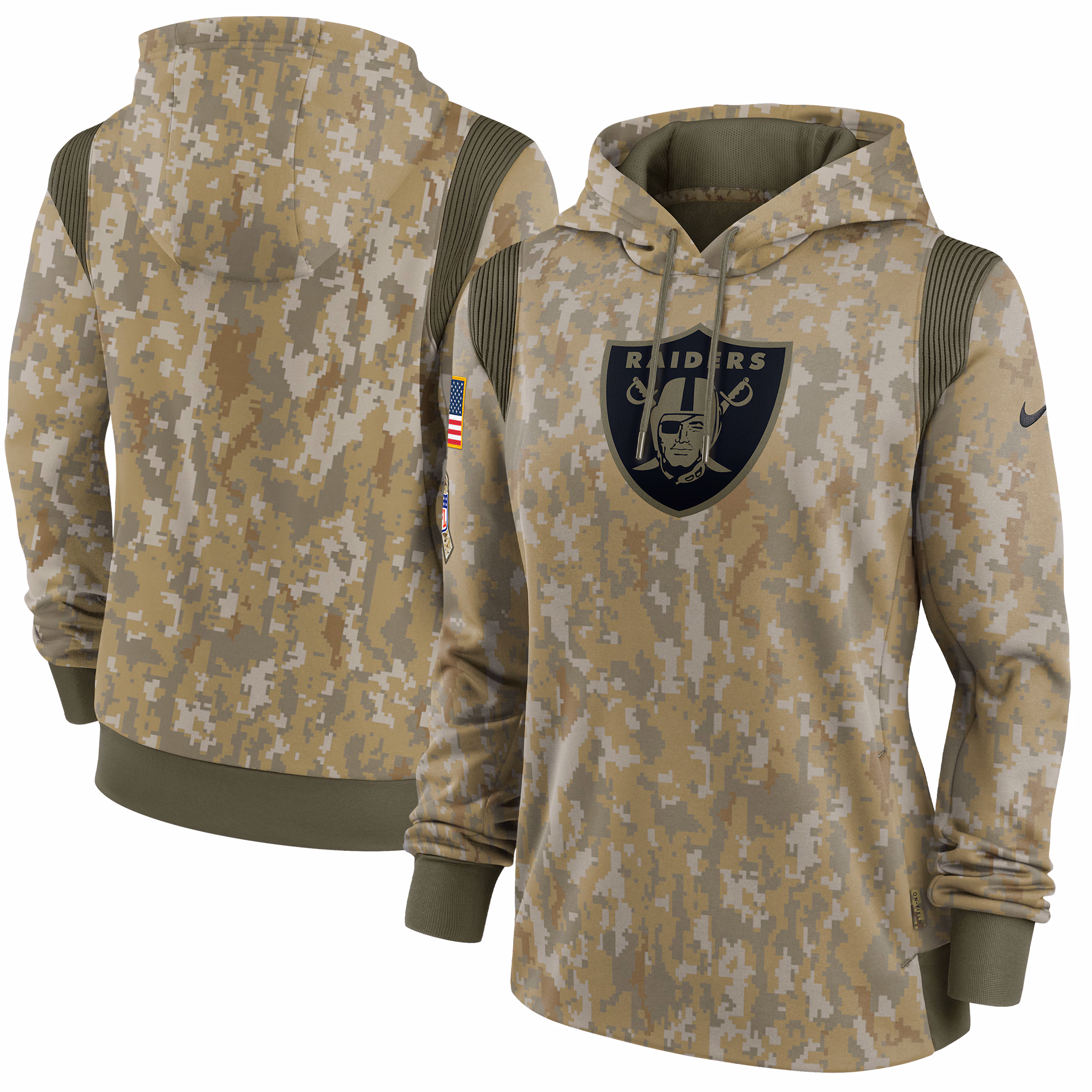 Las Vegas Raiders Women's 2021 Salute To Service Therma Performance Pullover Hoodie - Olive
