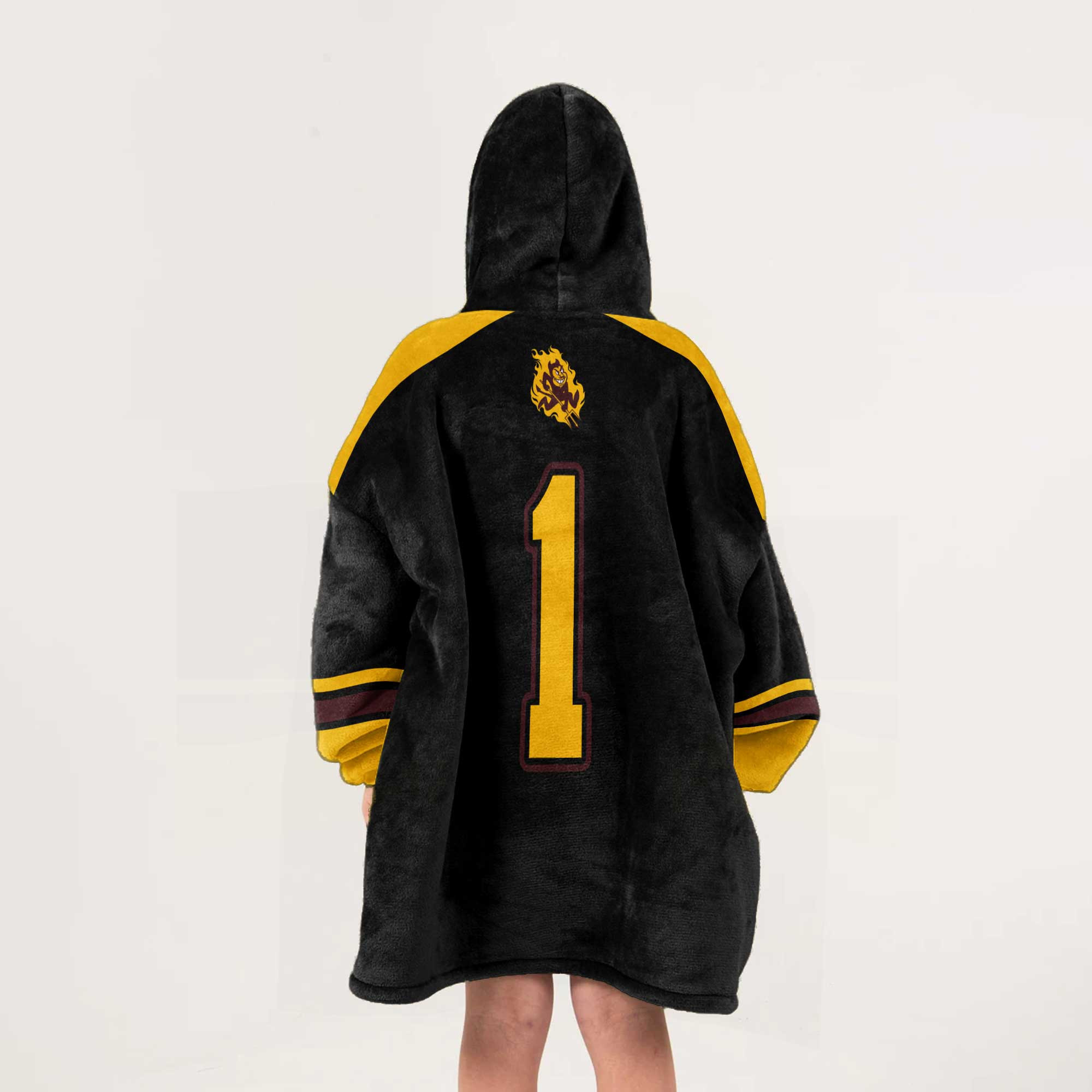 Adult #1 Arizona State Football Unisex Blanket Hoodie