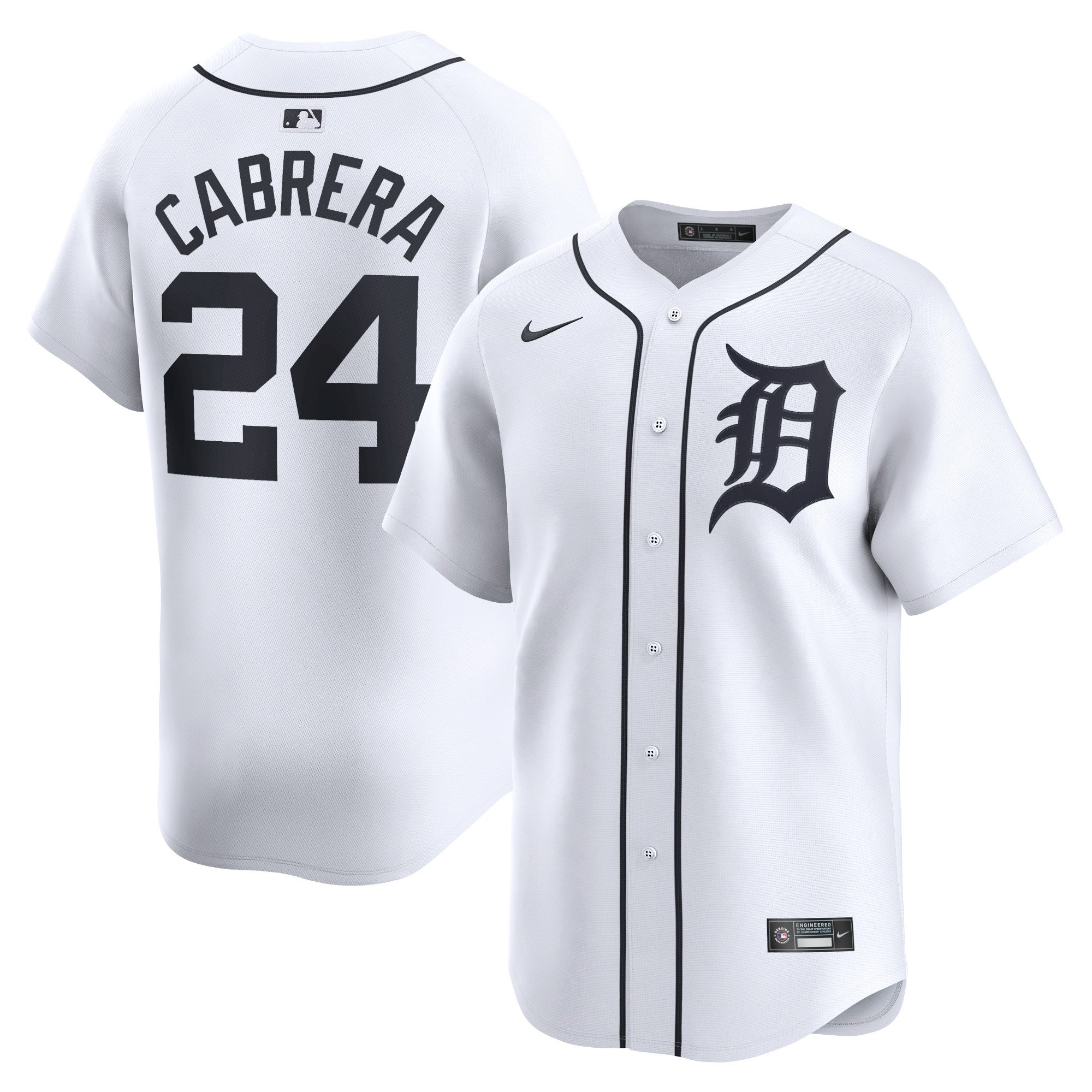 Men's Detroit Tigers #24 Miguel Cabrera  White Home Limited Player Jersey